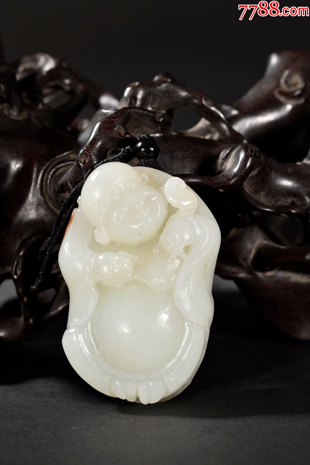 和田玉籽料弥勒佛把件规格高76cm宽5cm厚28cm重166克油润