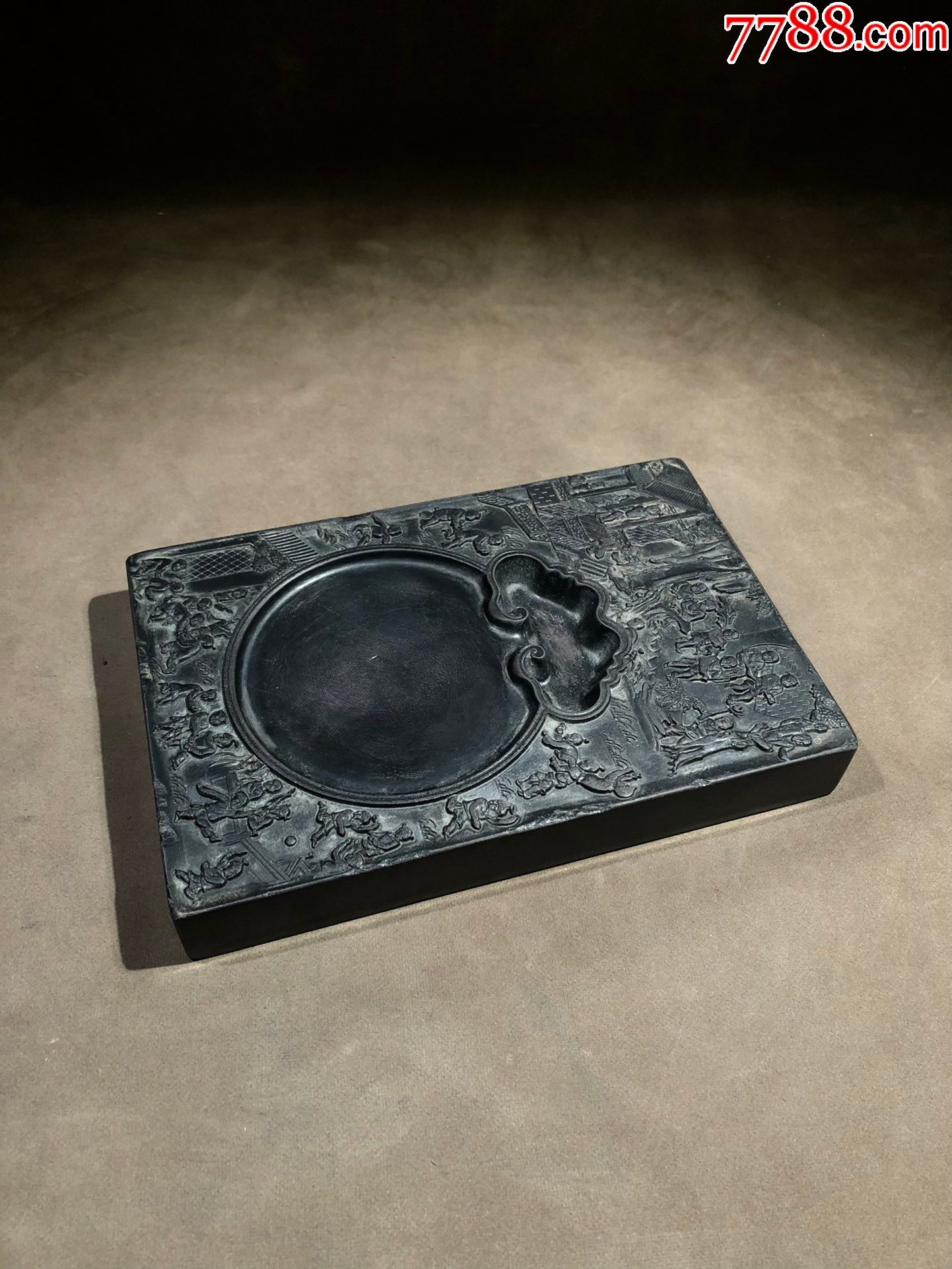 清代名家邓石如婴戏图端砚