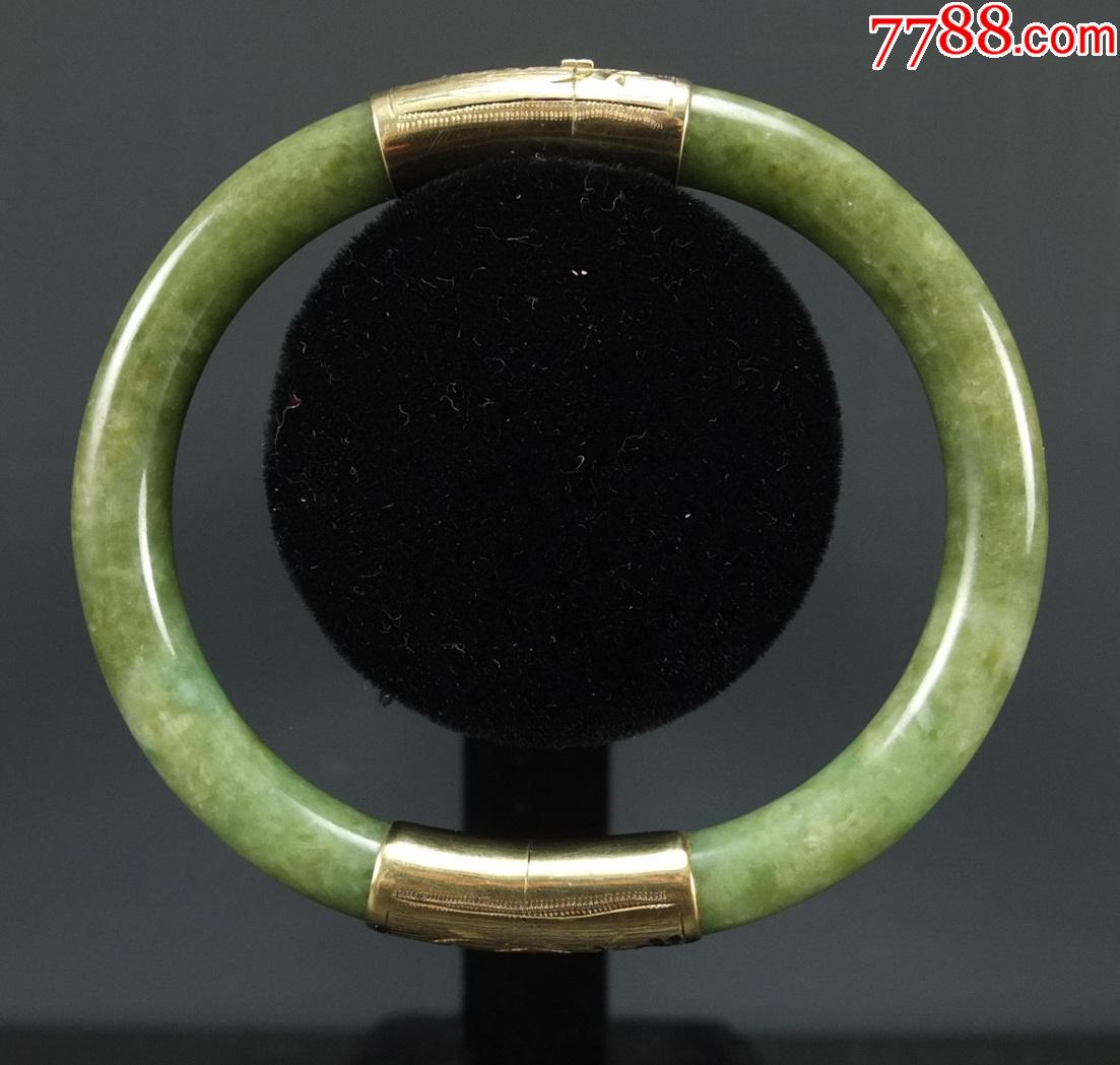 海外回流14k金镶嵌天然翡翠手镯