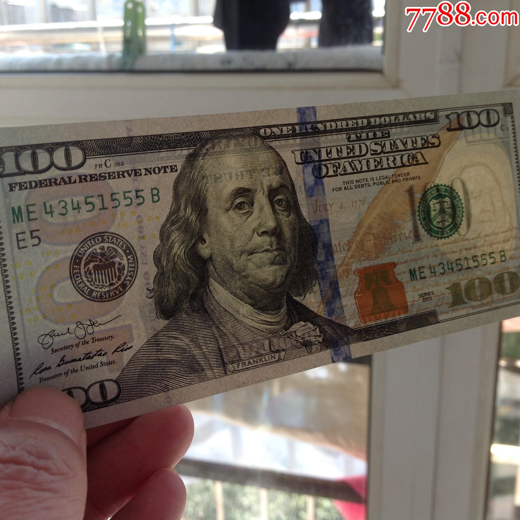 美国2013年100美元纸币豹子号555全新e5列治文版