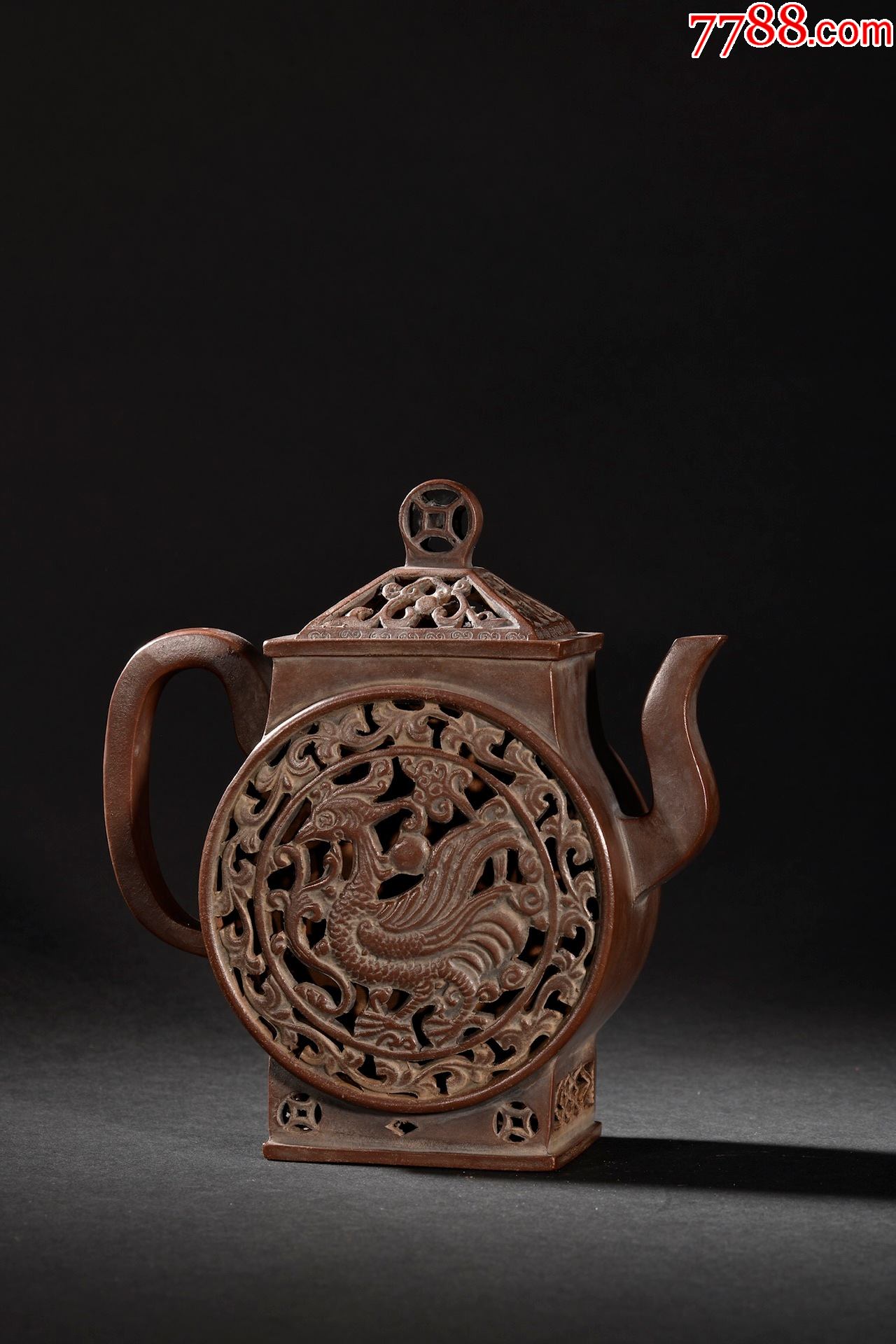 老紫砂麒麟纹茶壶._紫砂壶_种类图片_收藏价格_7788茶具