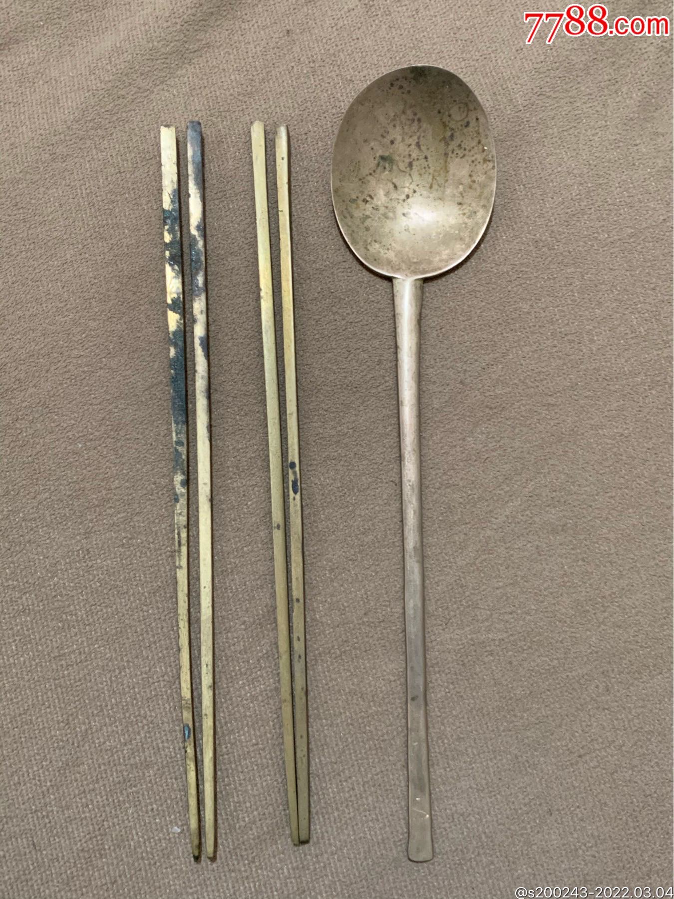 朝鲜百年老铜勺铜筷子