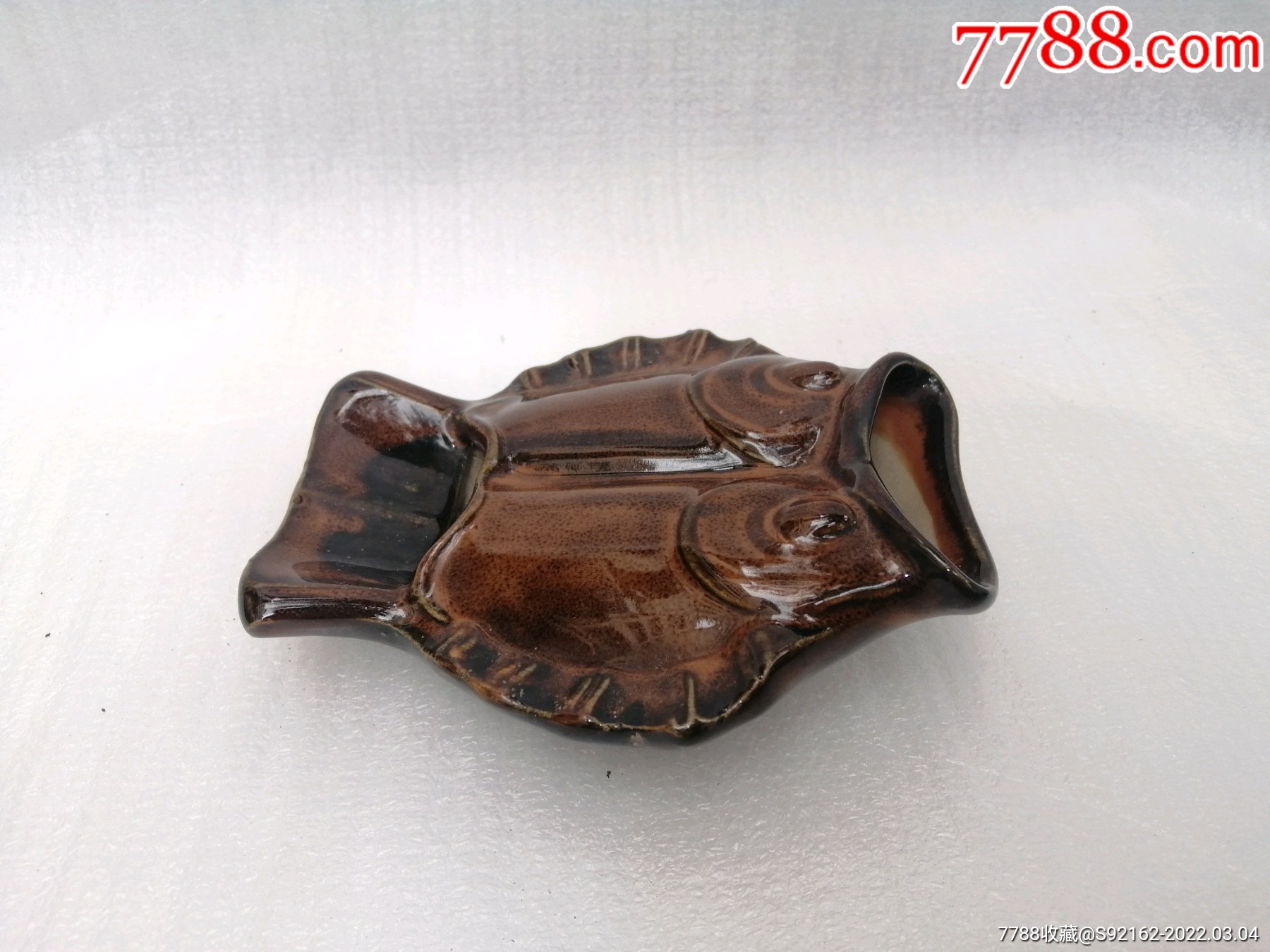 美陶老美陶宜兴工艺美术陶瓷-双鱼烟灰缸-价格:480元-se85694794-花釉