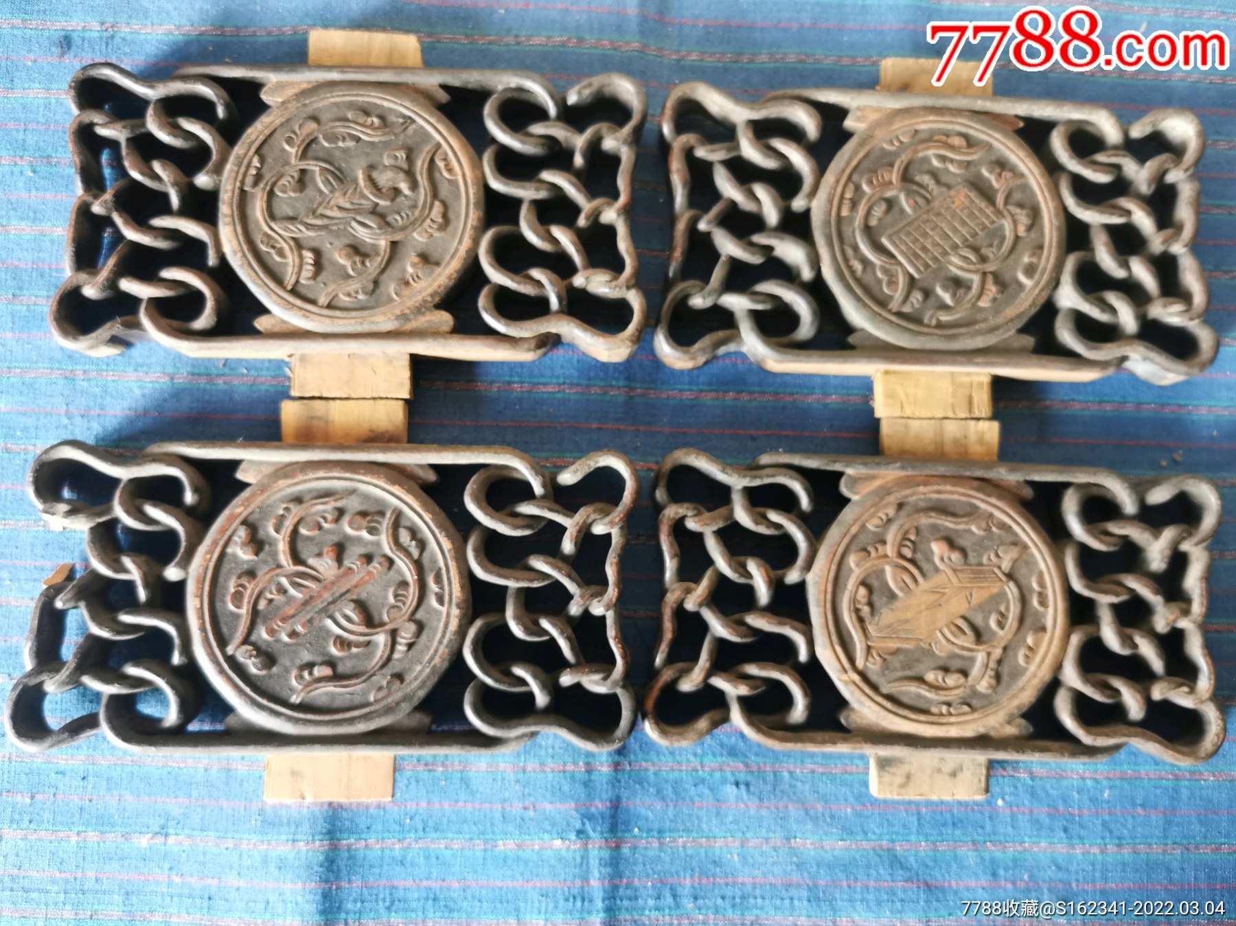 清代浮雕四件套琴棋书画