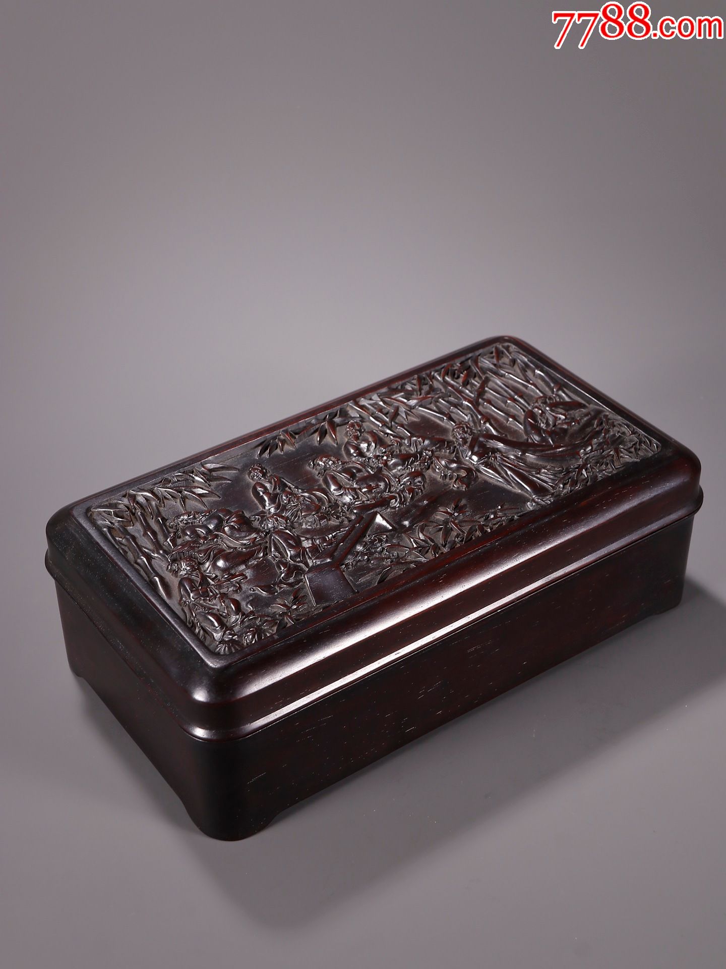 紫檀木竹林七贤文房盖盒_木盒/木匣_第1张_7788字画网