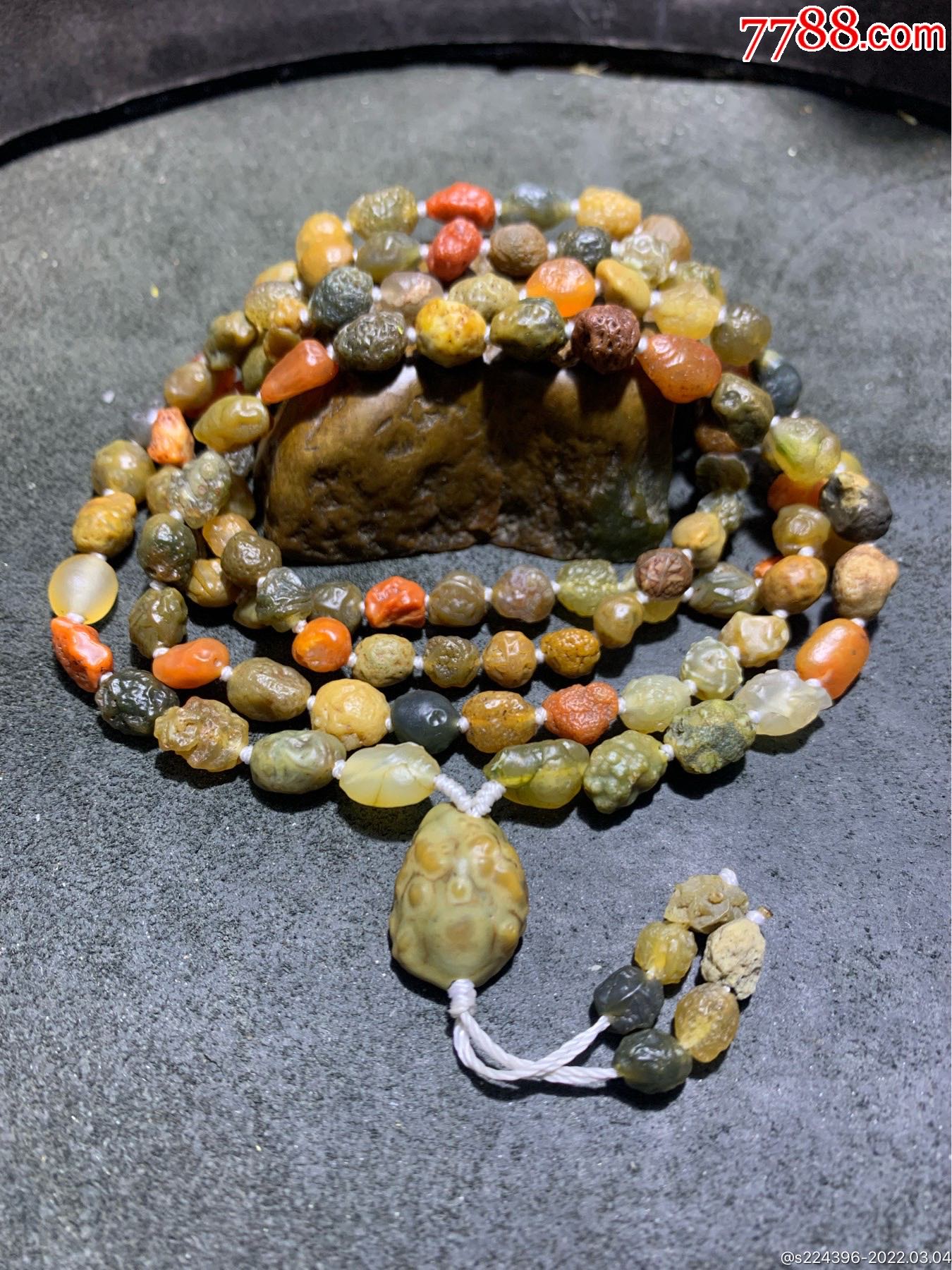 精美阿拉善戈壁筋脉玛瑙原石108项链一条