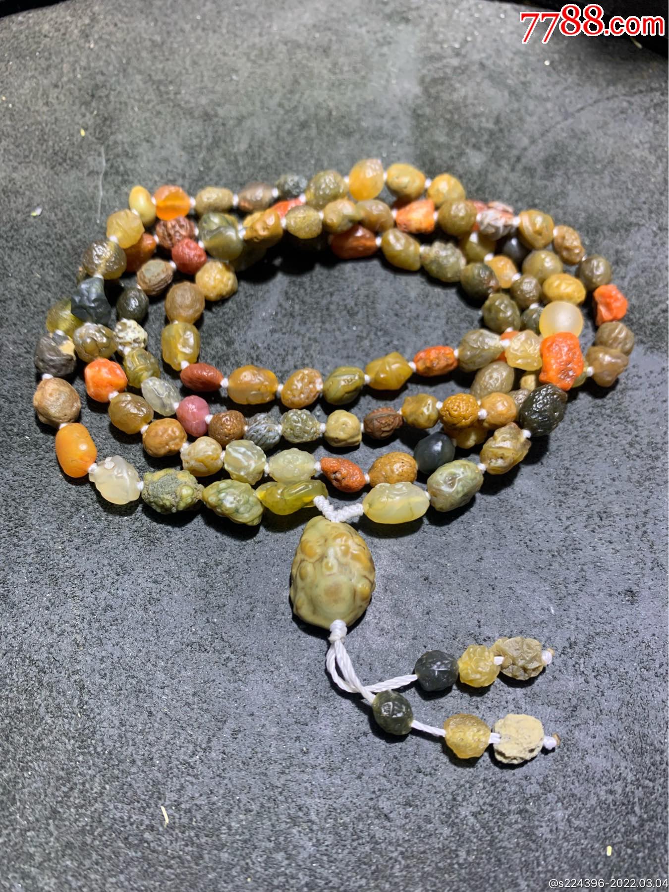精美阿拉善戈壁筋脉玛瑙原石108项链一条