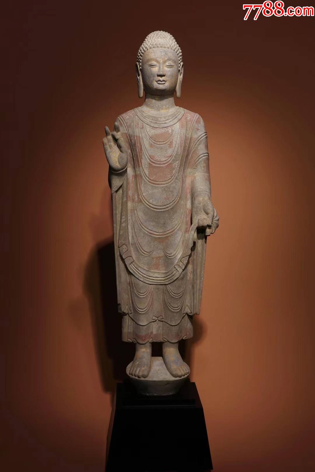 精美青州贴金彩绘佛造像