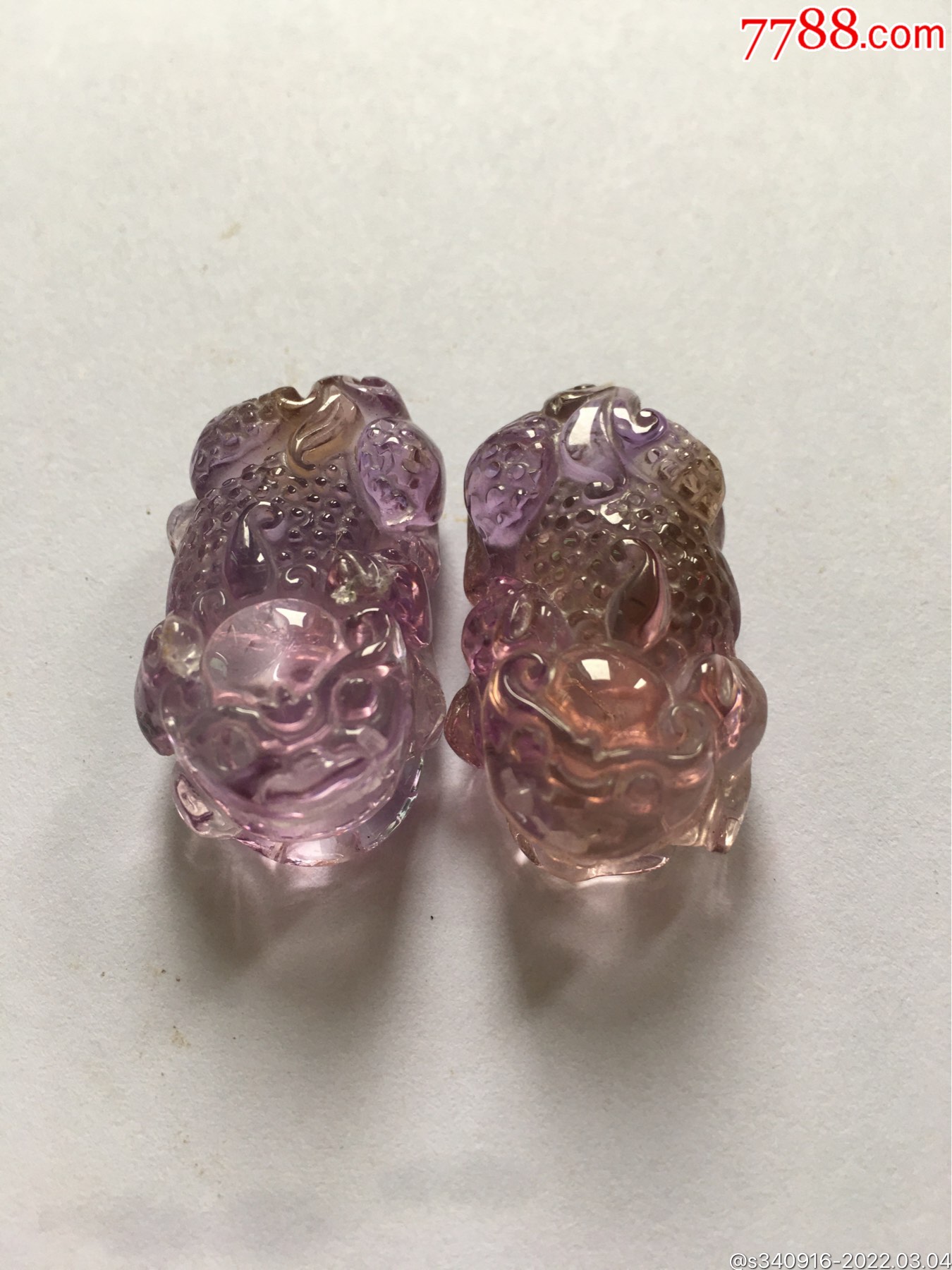 天然紫水晶貔貅吊坠1对