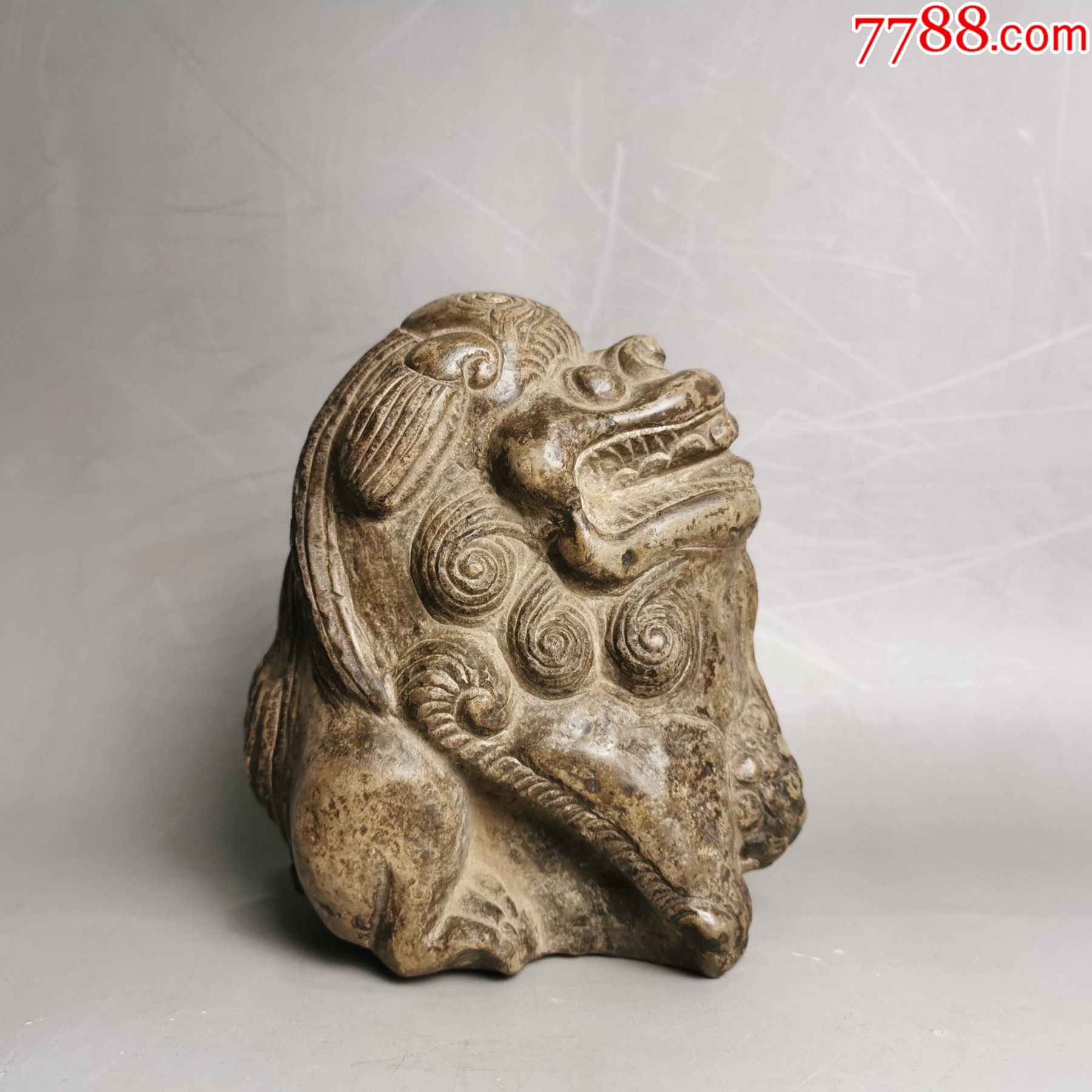 青石狮子文房小狮子案头摆件