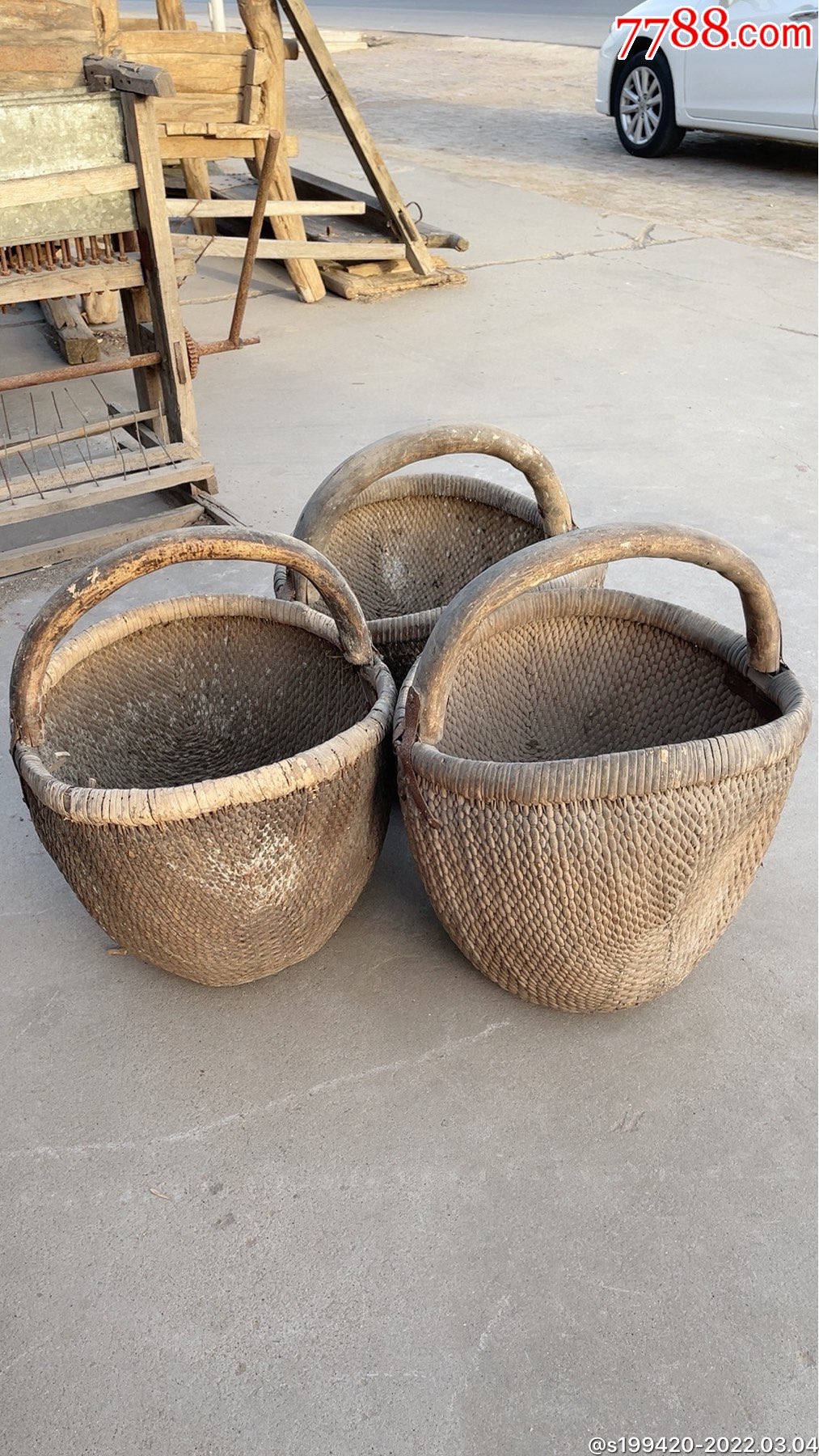 民俗精品手工编织柳条篮子三个完好无损