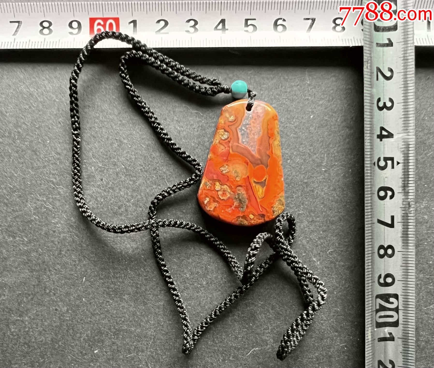 包真天然战国红玛瑙平安无事牌挂件1个43203085mm