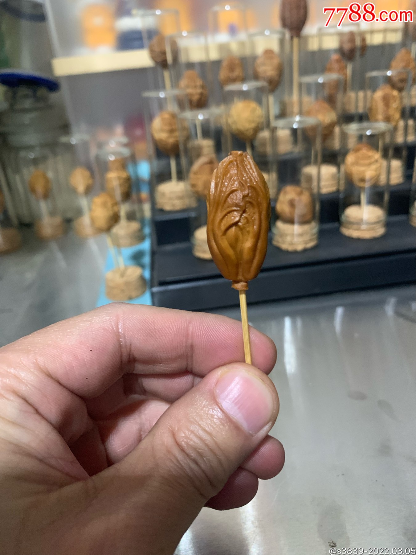 橄榄核雕白菜百财精品单籽