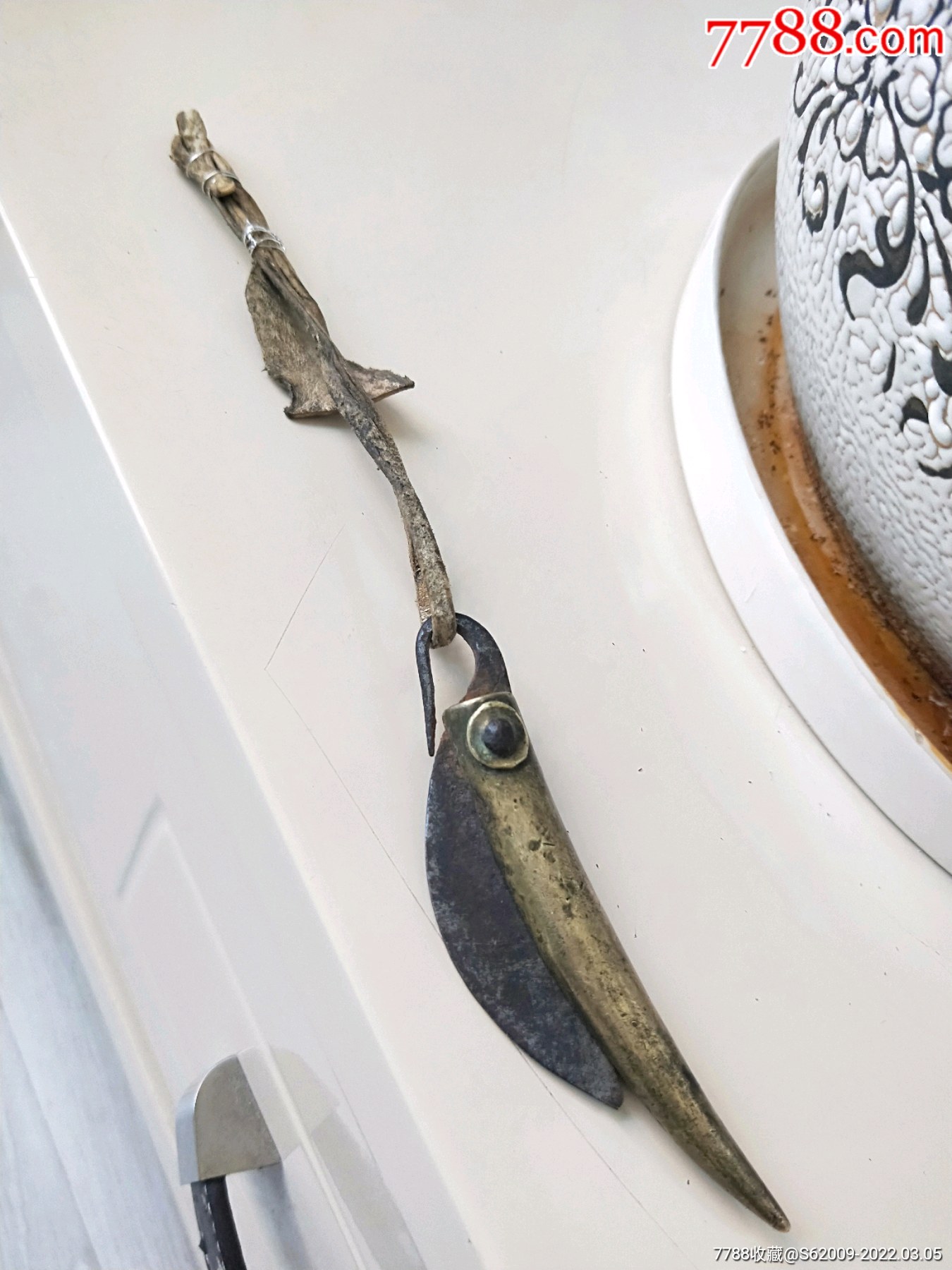 清代好品老铜鱼刀一把