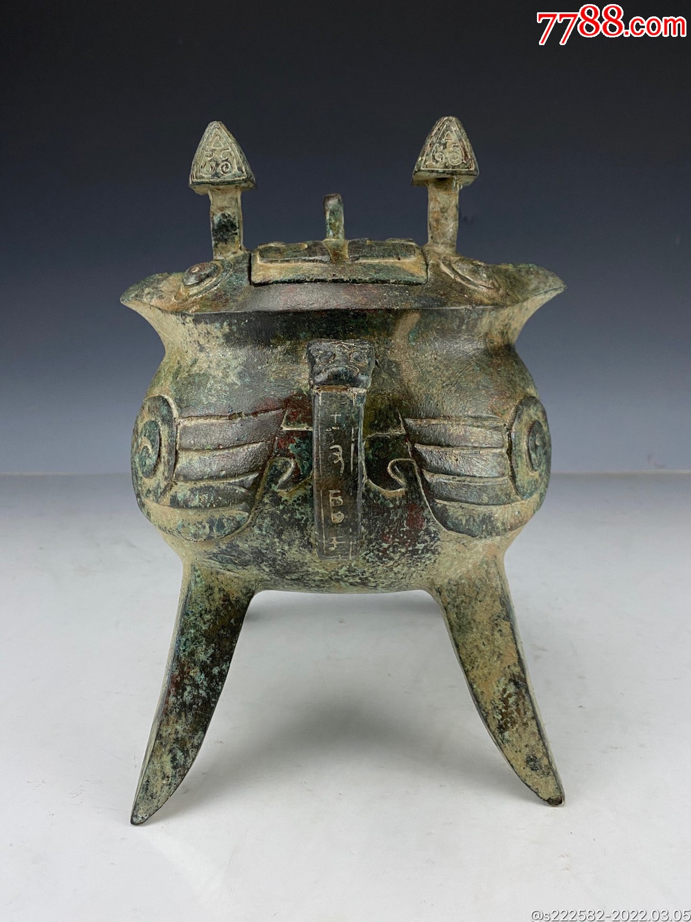 旧藏青铜器"号纹方斝"盛酒器._铜杂件_图片价格_收藏鉴定_7788钱币网