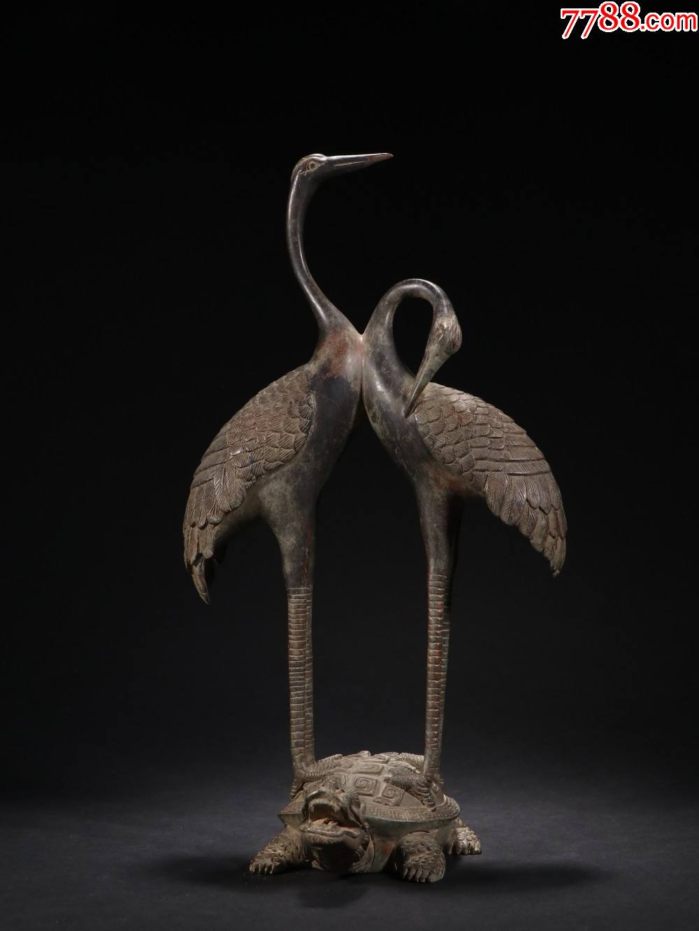 铜胎龟鹤延年摆件