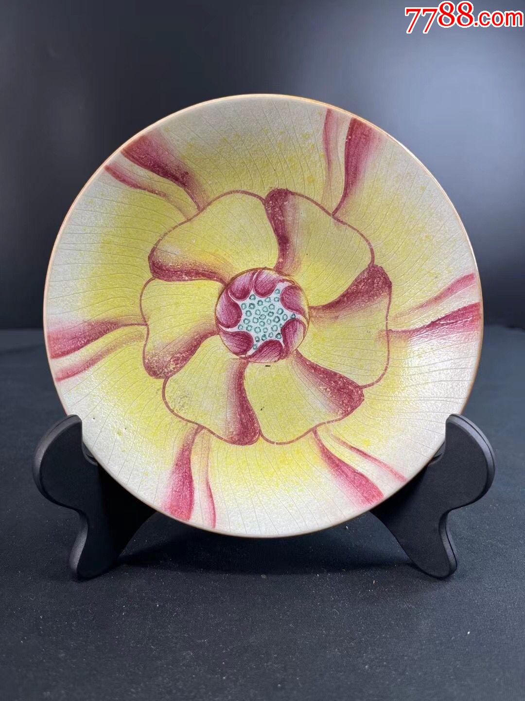 全品相大清乾隆年的粉彩荷花扎道什锦盘-彩绘瓷/彩瓷-7788香炉