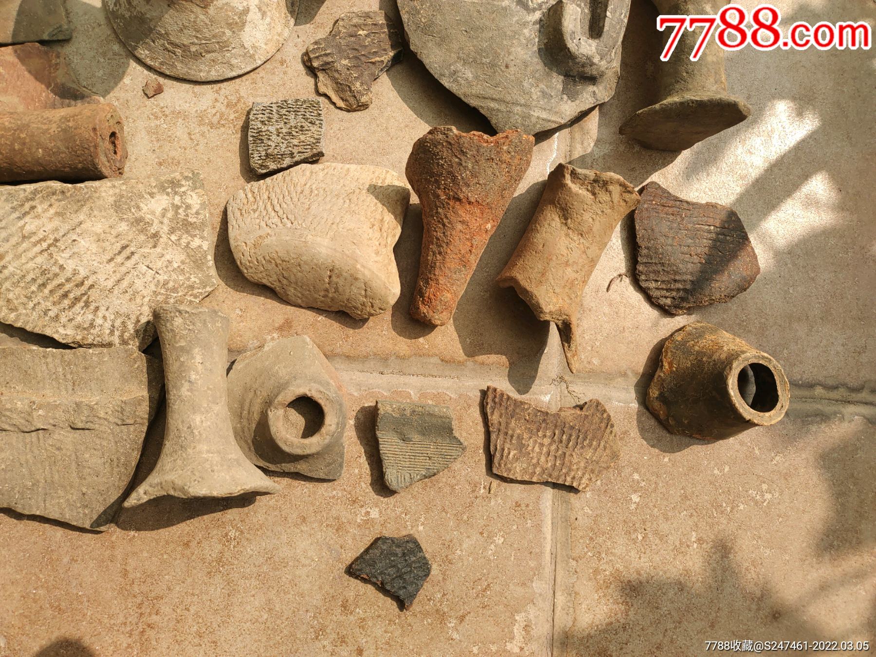 春秋战国麻绳纹刻花纹陶片瓷片_青花瓷_鉴别图片_收藏价格_7788陶器收