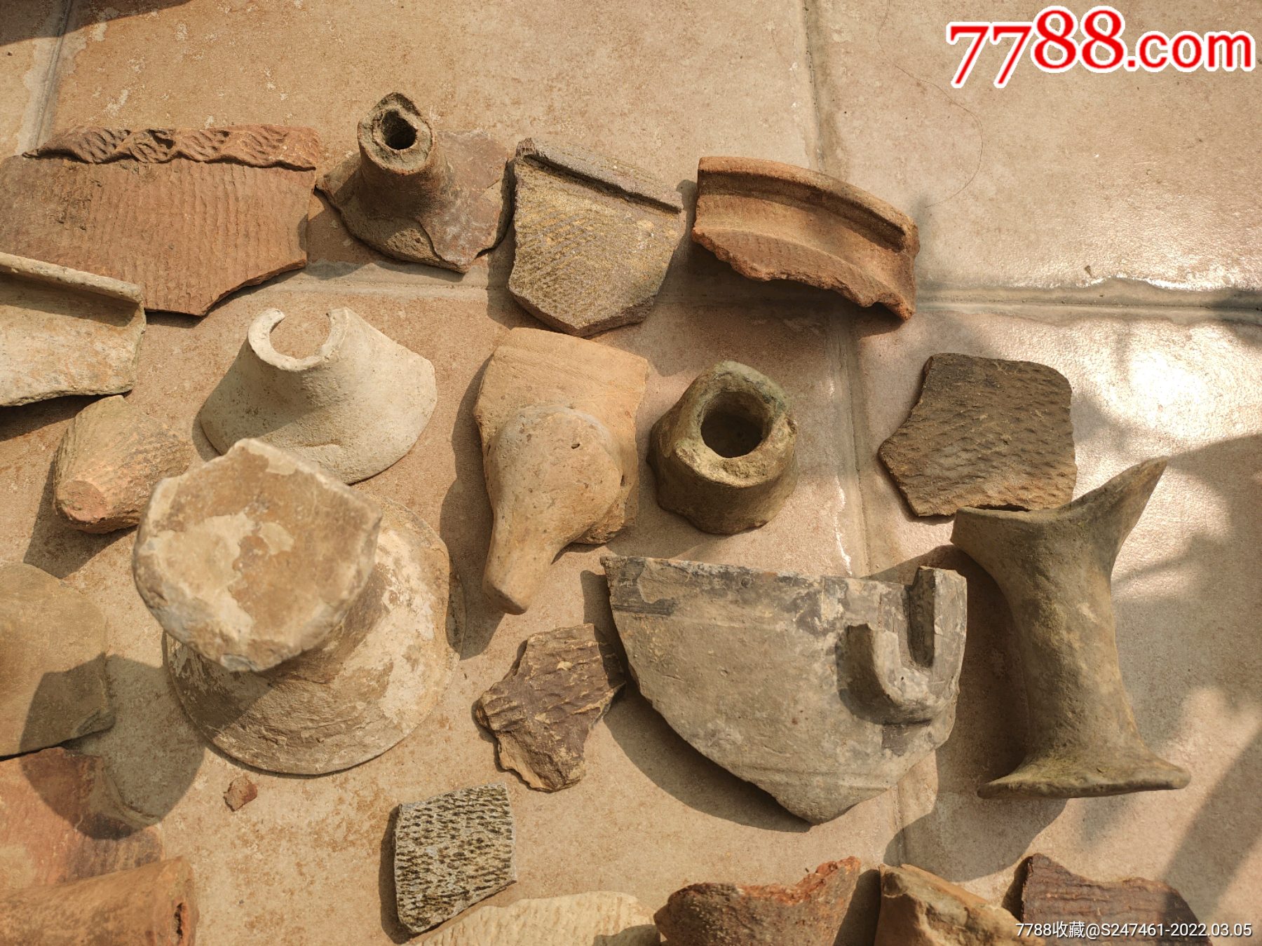 春秋战国麻绳纹刻花纹陶片瓷片_青花瓷_鉴别图片_收藏价格_7788陶器收