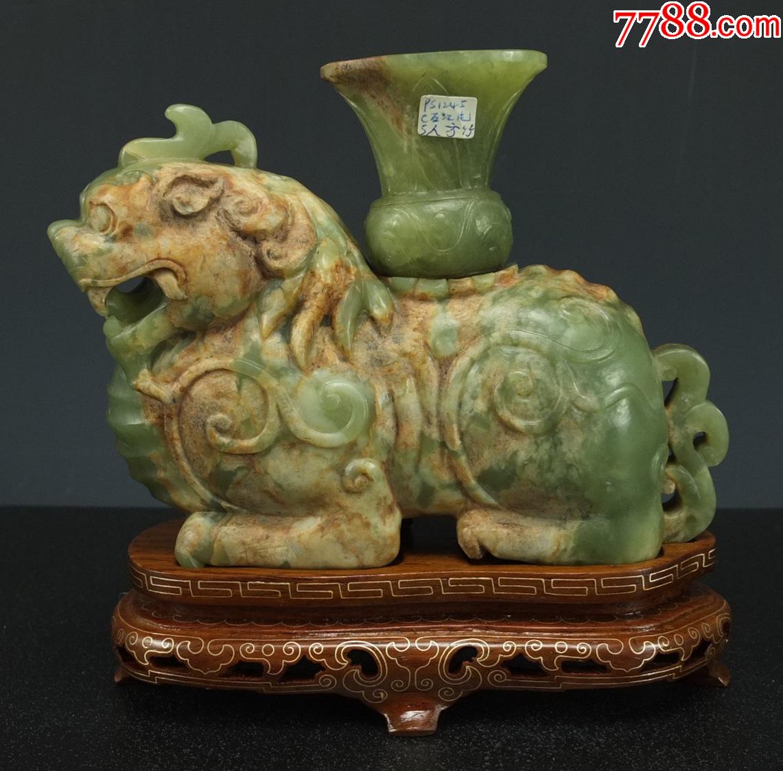 清代色巧雕天然和田青玉大摆件