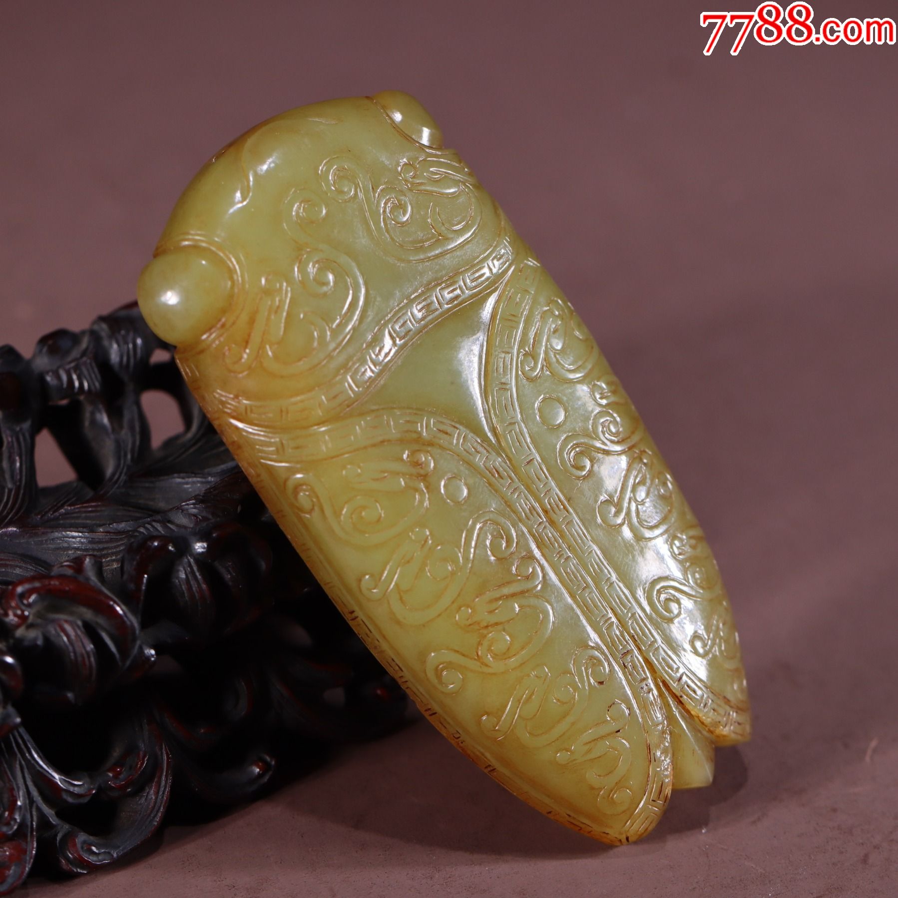 和田玉黄玉一鸣惊人蝉把件