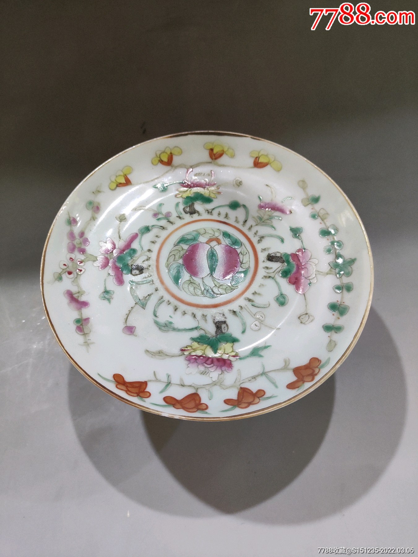 清代同治粉彩四季花卉供盘画工精美喜欢的朋友不要错过细节如图