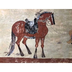 清代临摹敦煌莫高窟《马夫与马》-木雕壁画/壁挂-7788相机收藏