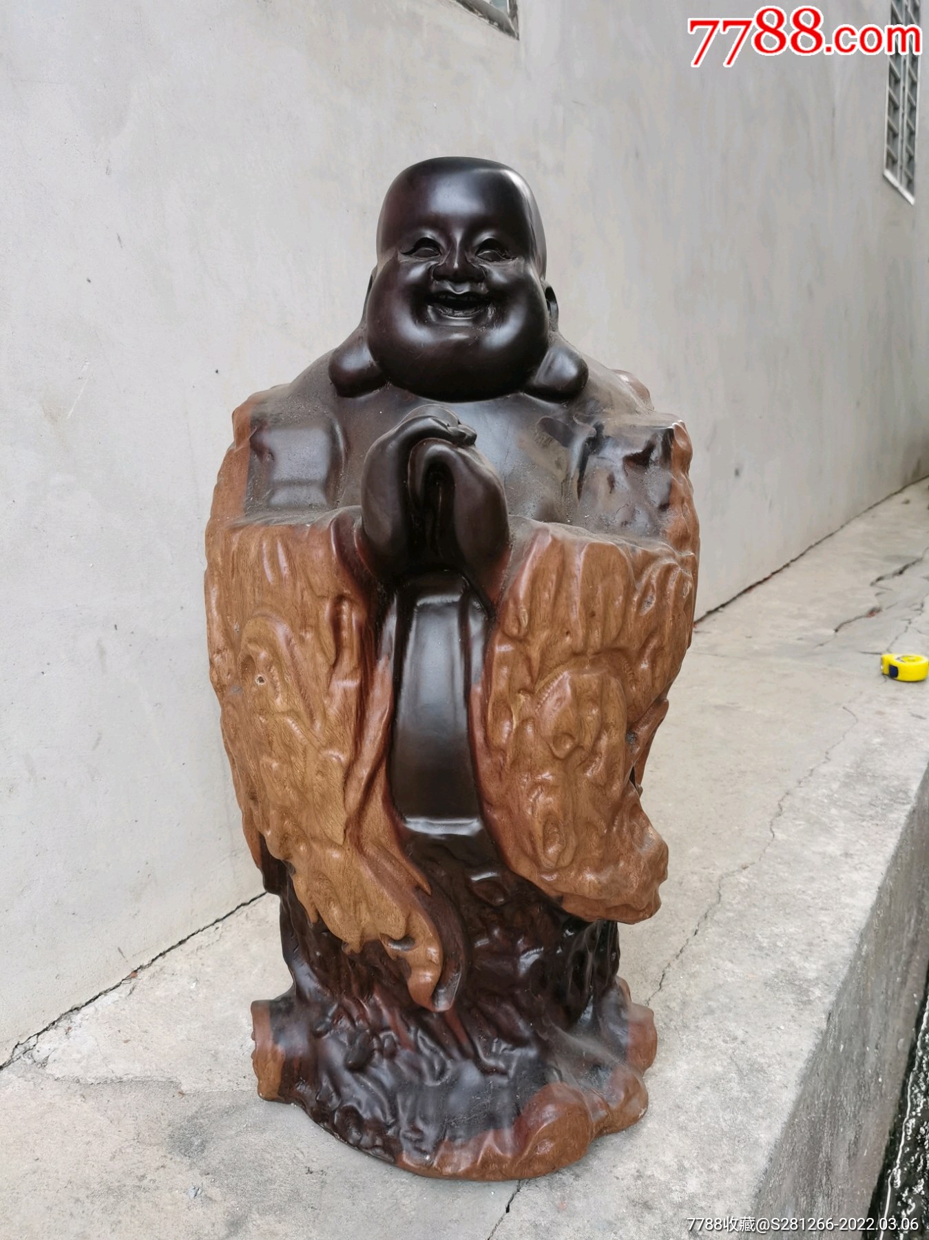 木雕笑佛._木佛像/人像_捡破烂为生【7788收藏__收藏热线】