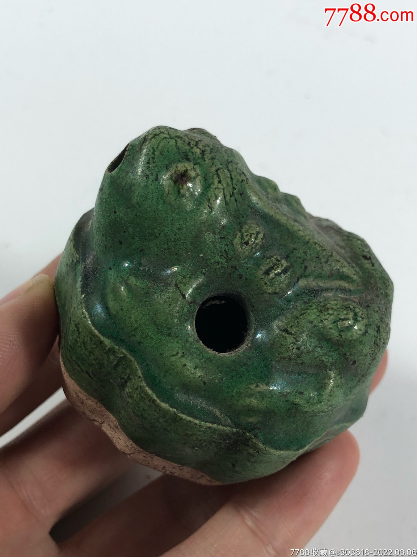 品名民国绿釉金蟾水滴
