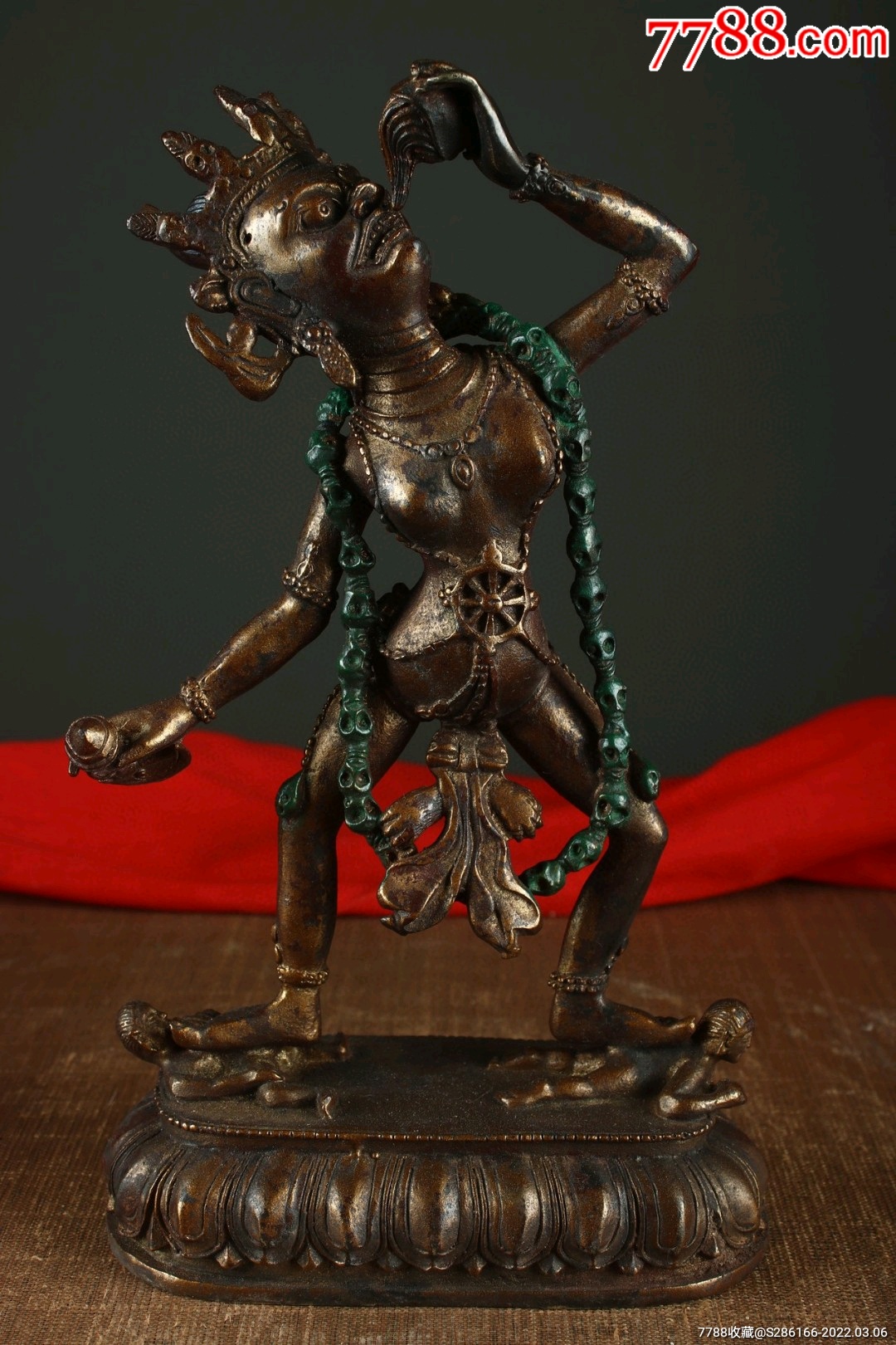 铜鎏金空行母一尊.不议价_铜像/铜佛像_好运瓷堂【7788火花收藏】