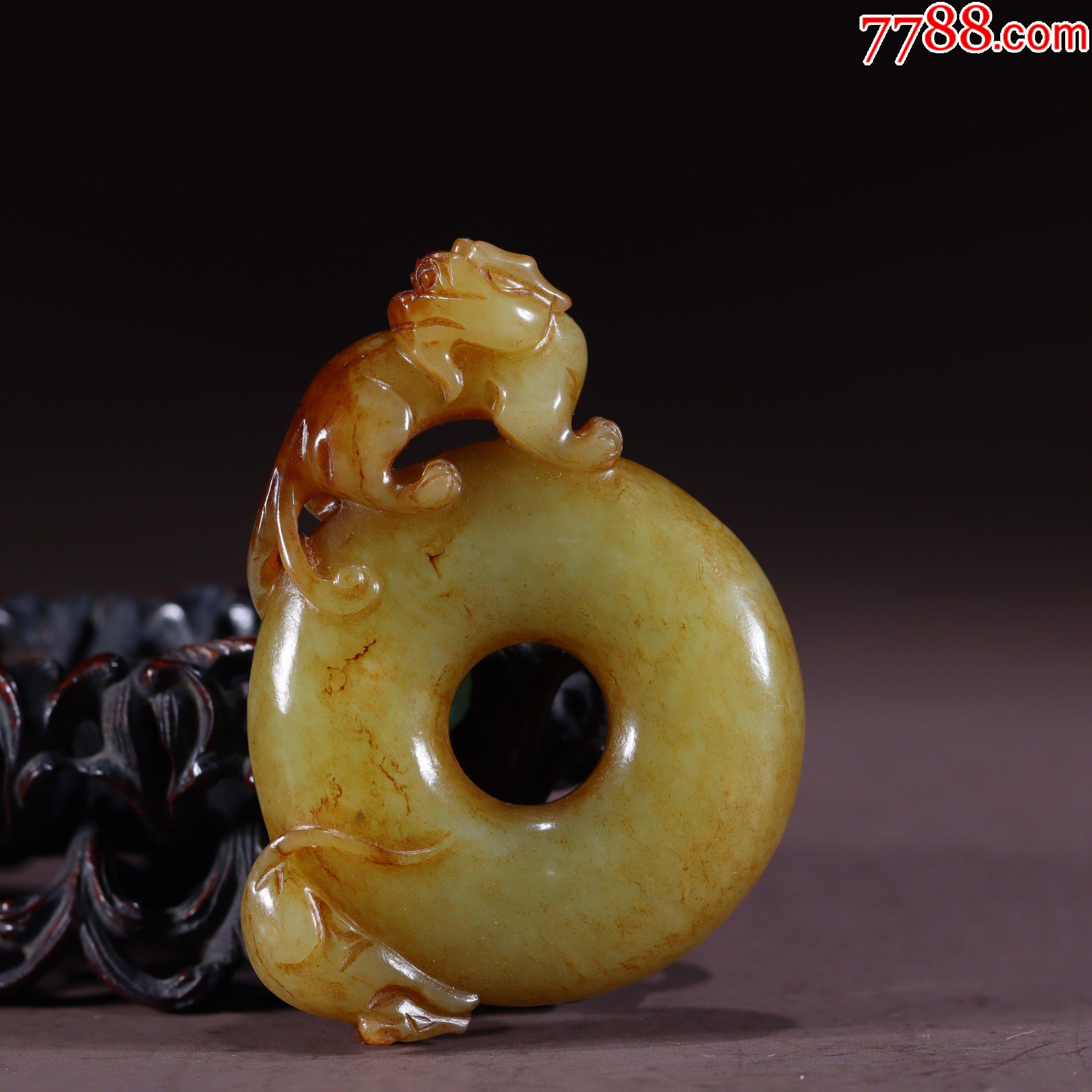 和田玉黄玉望子成龙佩件