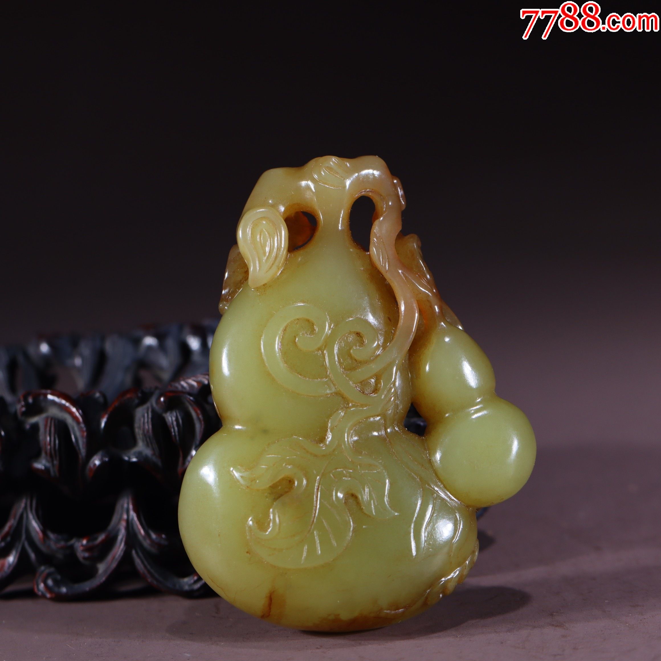 和田玉黄玉葫芦佩件