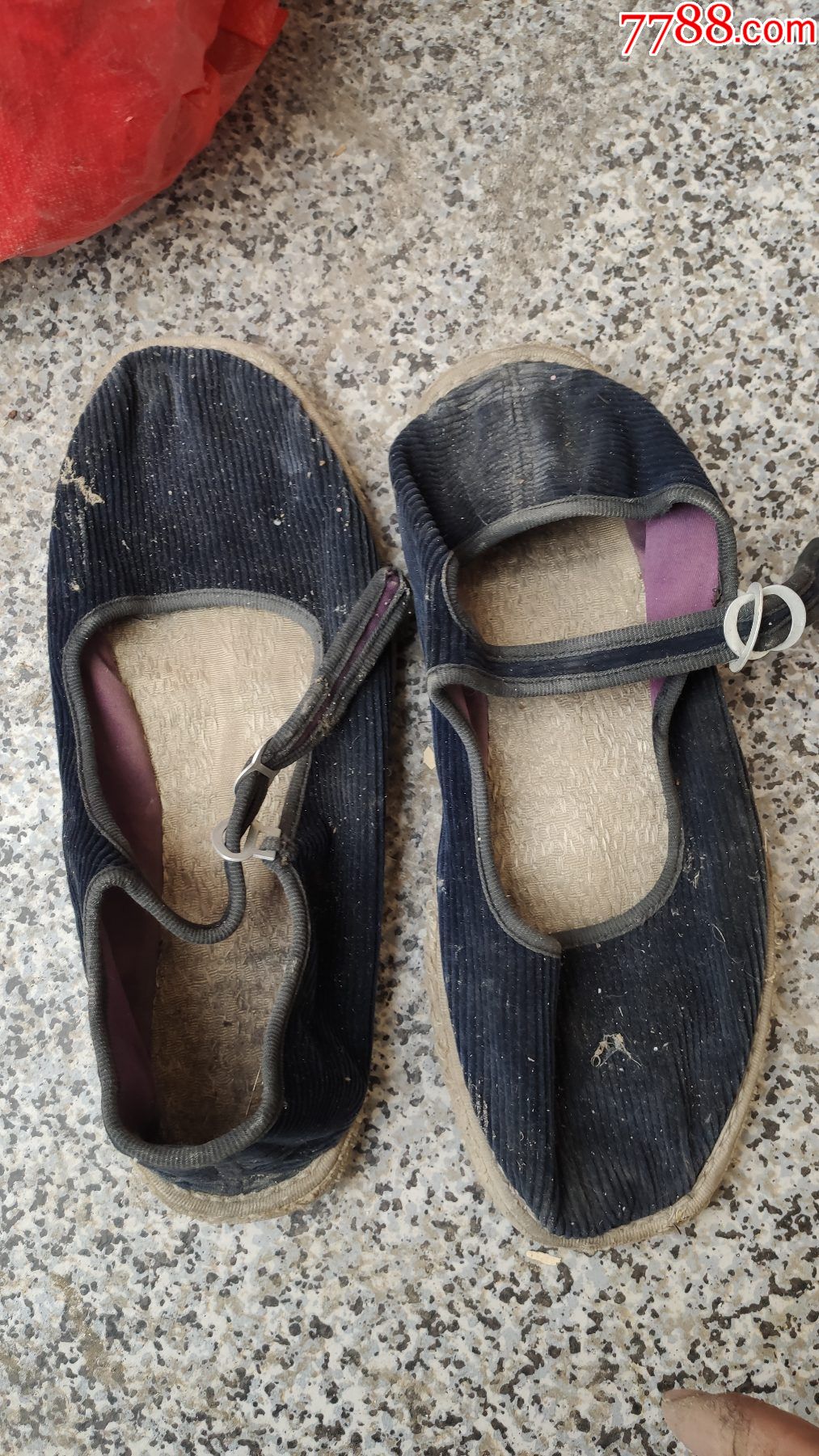 服装鞋帽旧鞋女士一带布鞋黑色灯芯绒千层手纳底25厘米38码