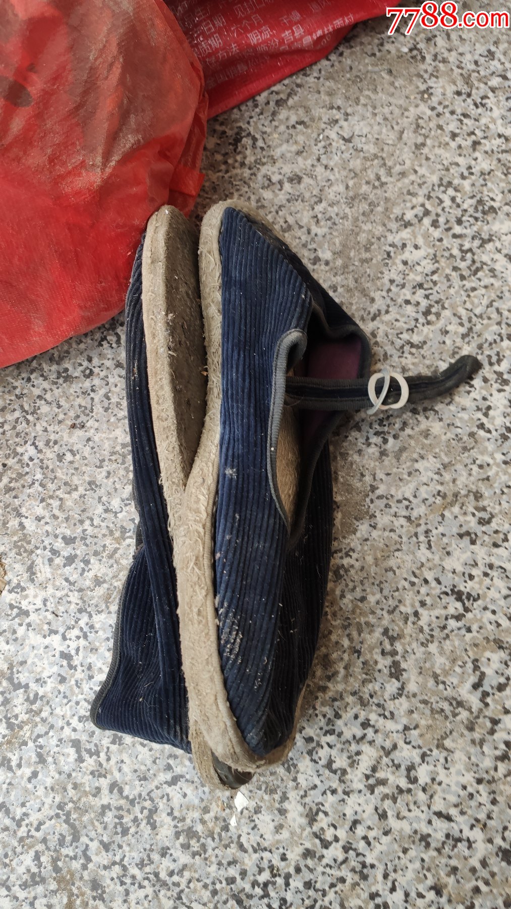 服装鞋帽旧鞋女士一带布鞋黑色灯芯绒千层手纳底25厘米38码