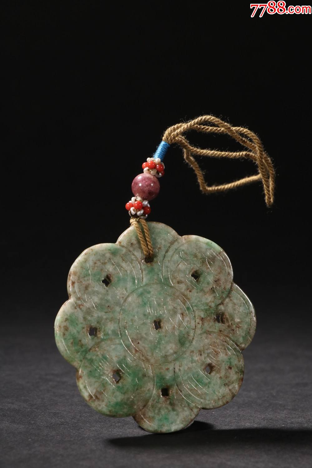 老翡翠钱币纹挂件