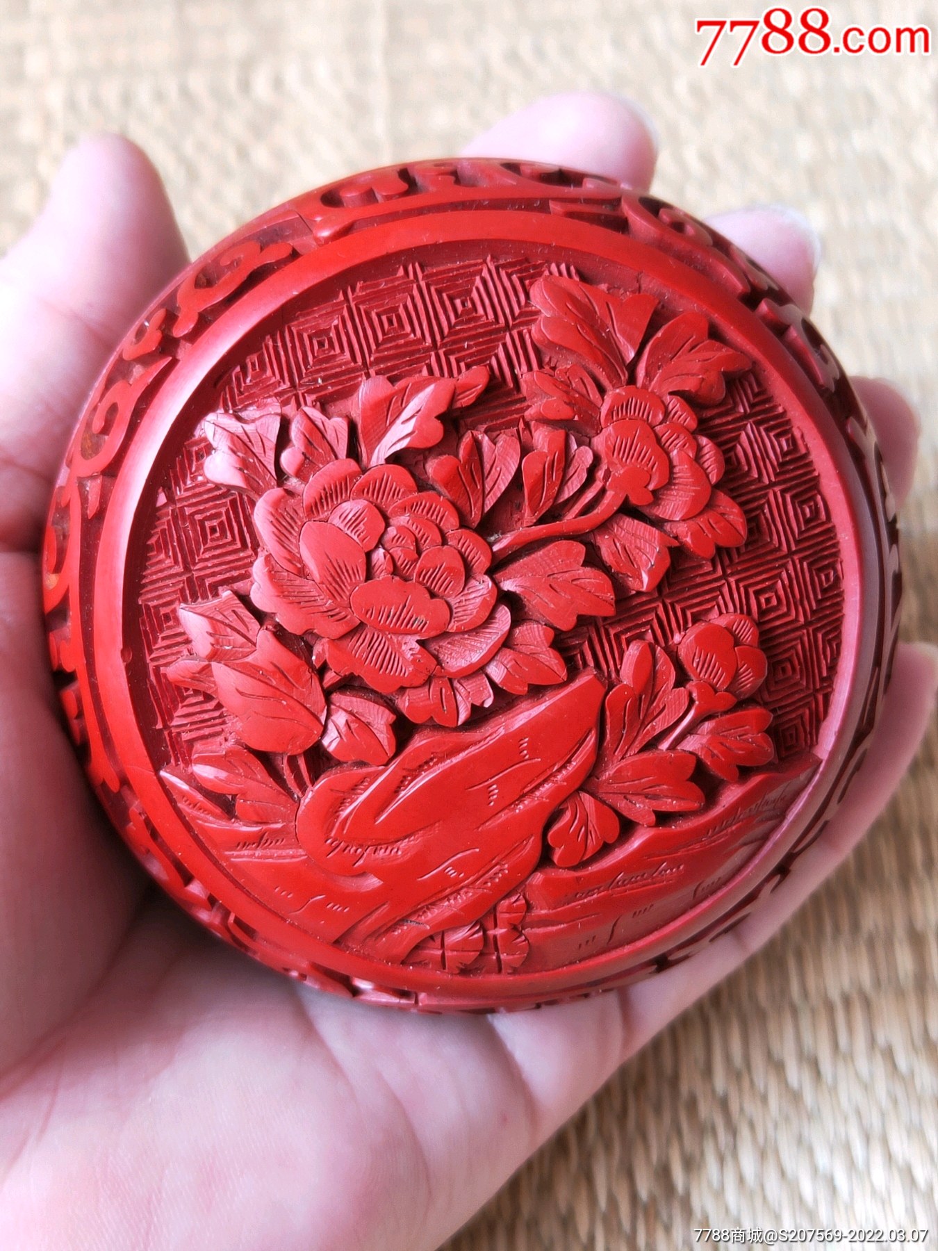 文革时期漆器印泥盒出口北京漆器厂出品紫禁城牌