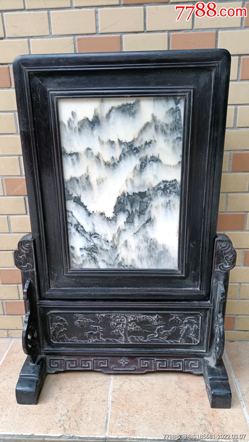 民国老红木酸枝木大理石挂屏_木屏风_图片价格_收藏回收_7788粮票收藏