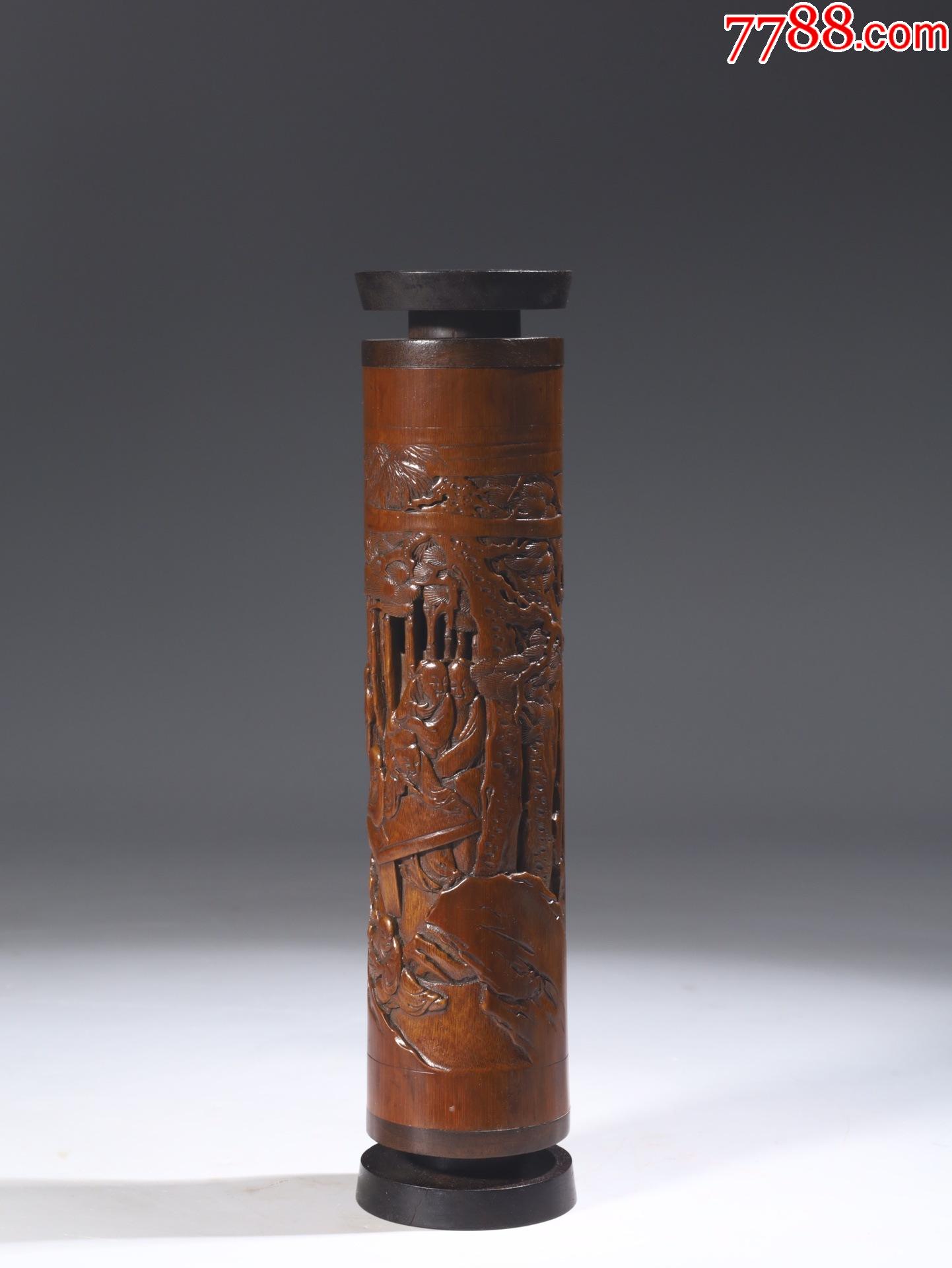 竹雕山水风景人物故事香筒