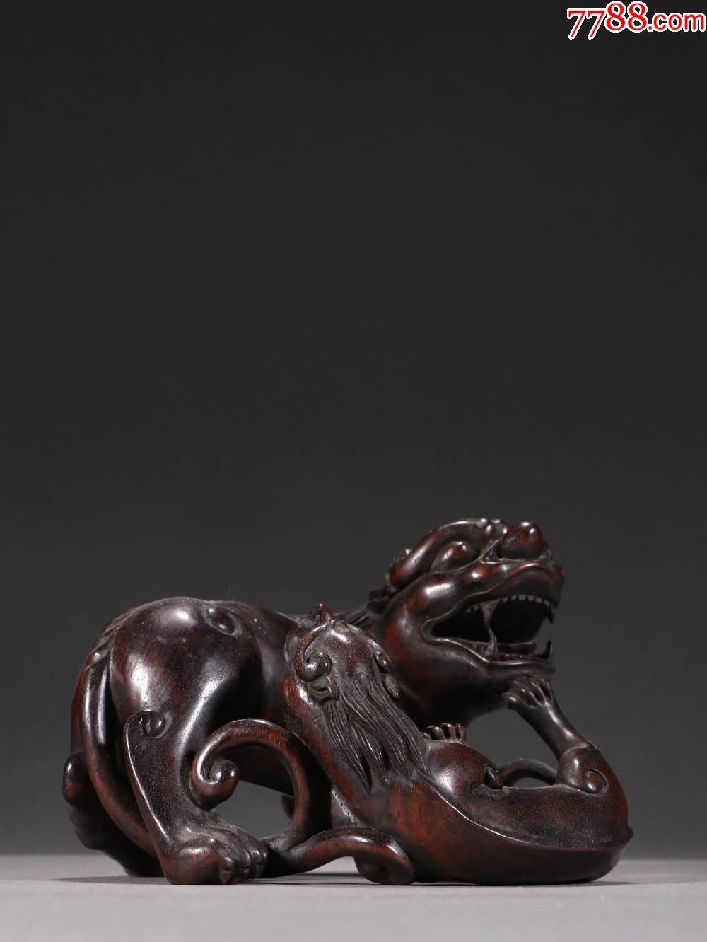 紫檀木吉祥双兽摆件