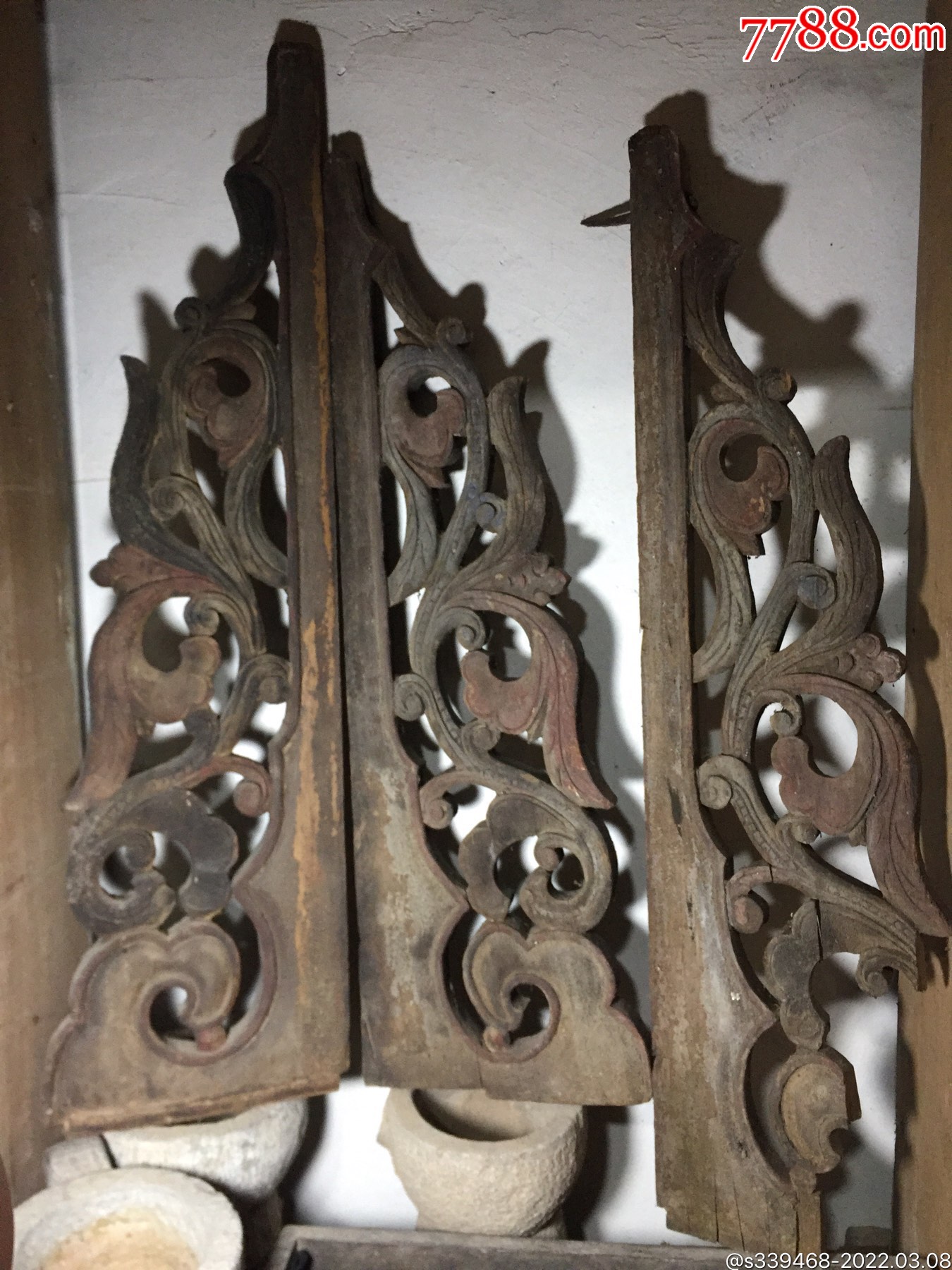 阁楼缠枝角花-木雕花板-7788烟酒茶牌