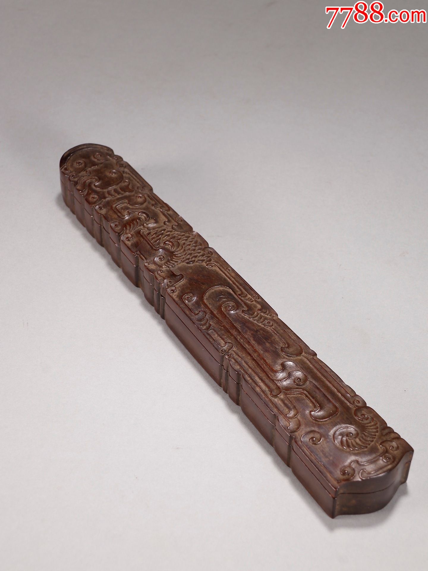 老竹雕勾纹香盒