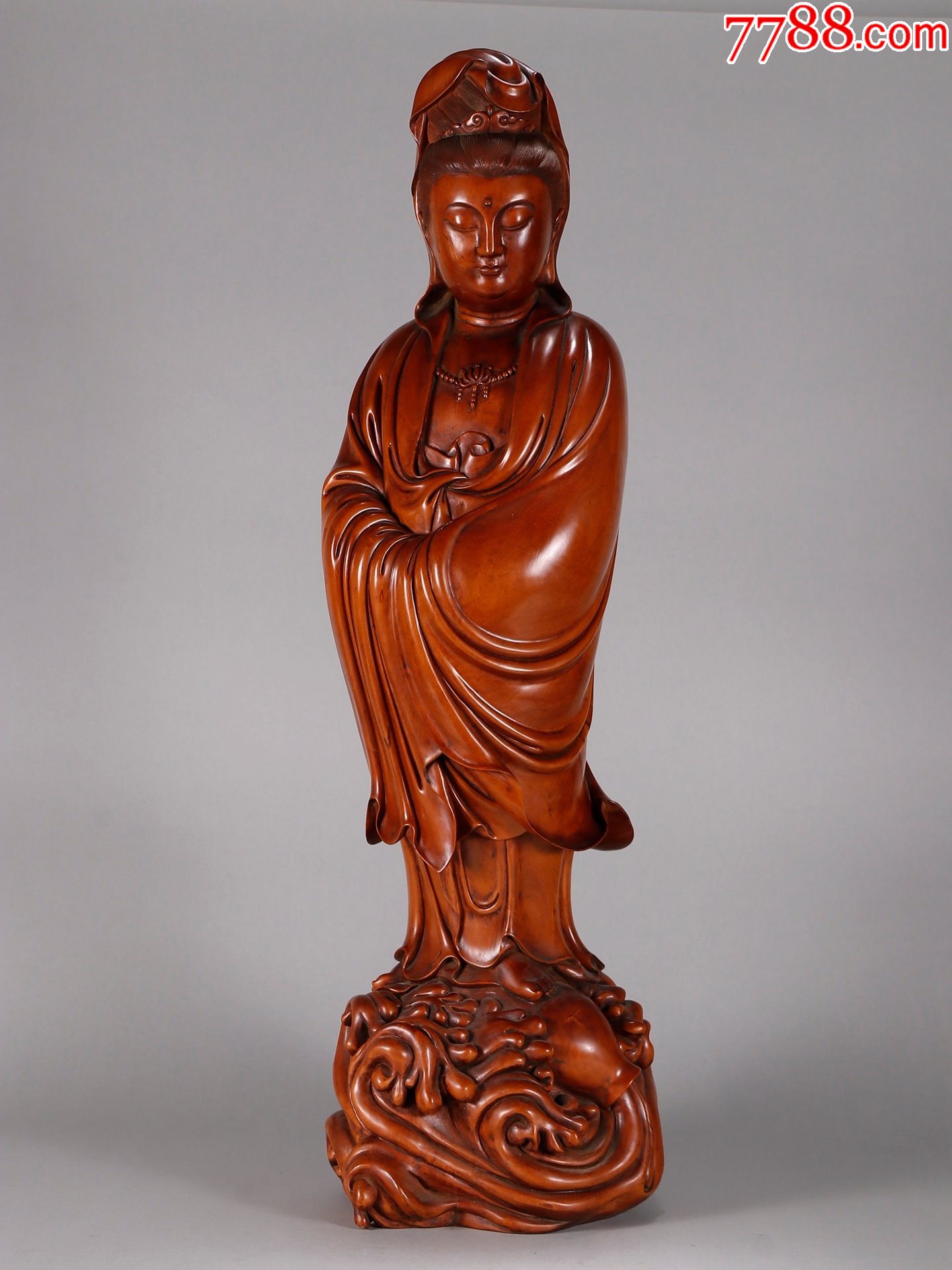 黄杨木观音造像-价格:31000元-se85780159-木雕摆件-零售-7788收藏