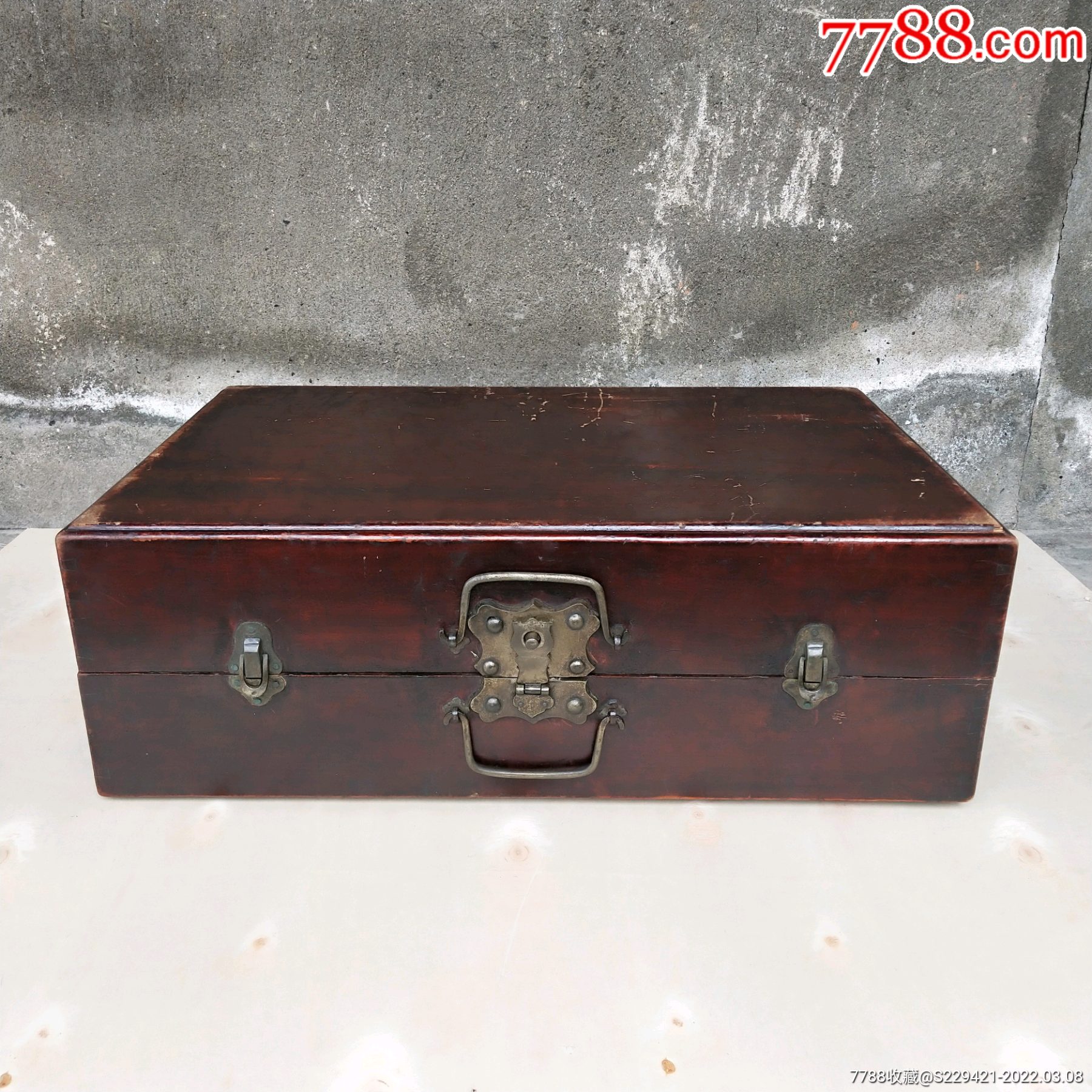 清末民国木艺漆箱柏木箱铜攀手提箱_其他旧漆器_回收价格_收藏价值_77