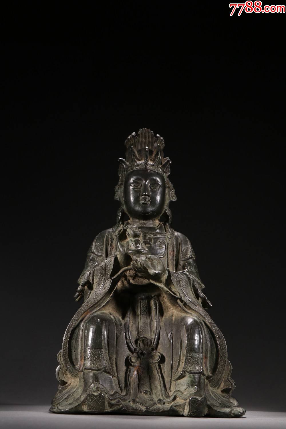 铜造送子观音摆件