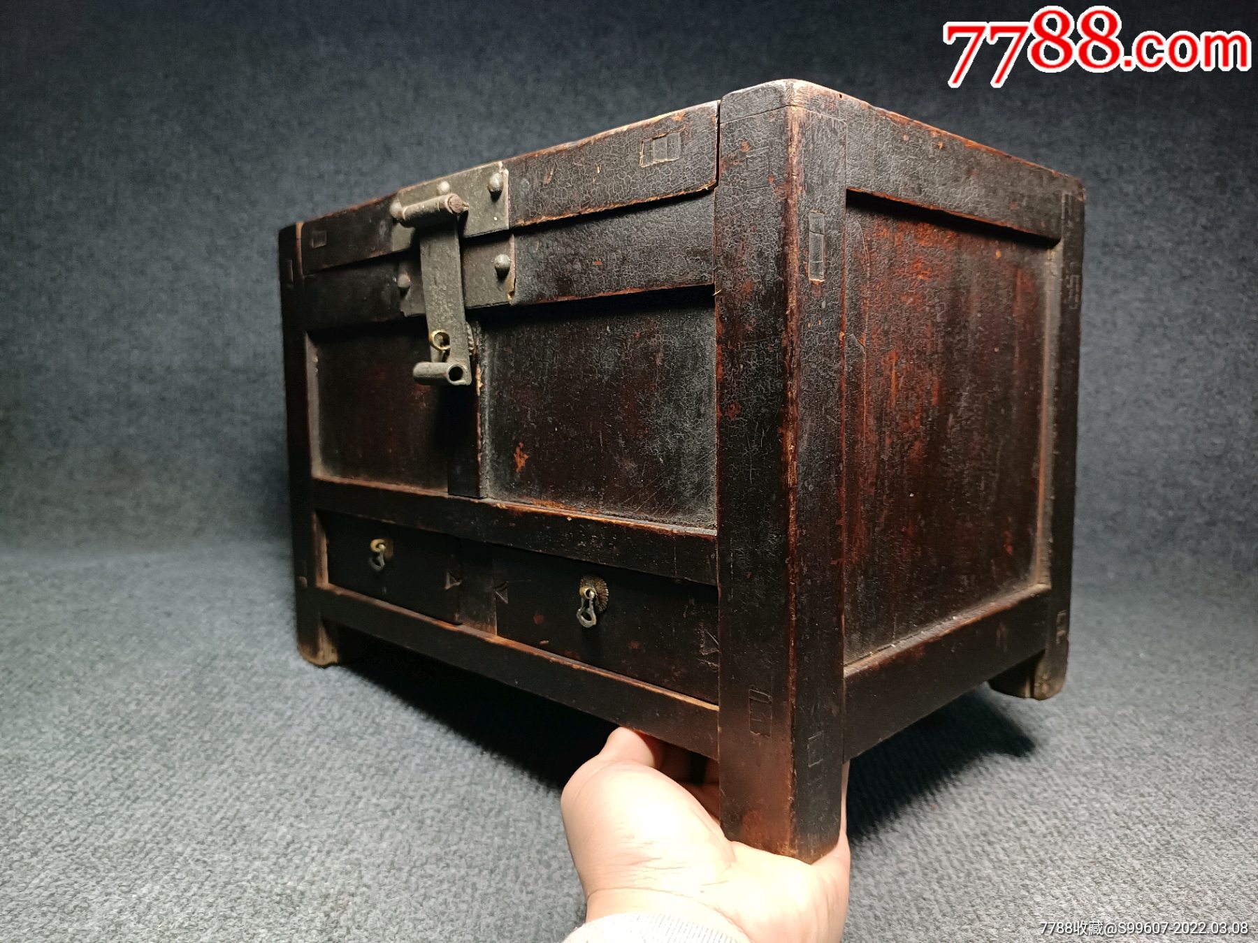 清代老木箱子老柜子钱柜老木底座-价格:980元-se85792879-木箱-零售