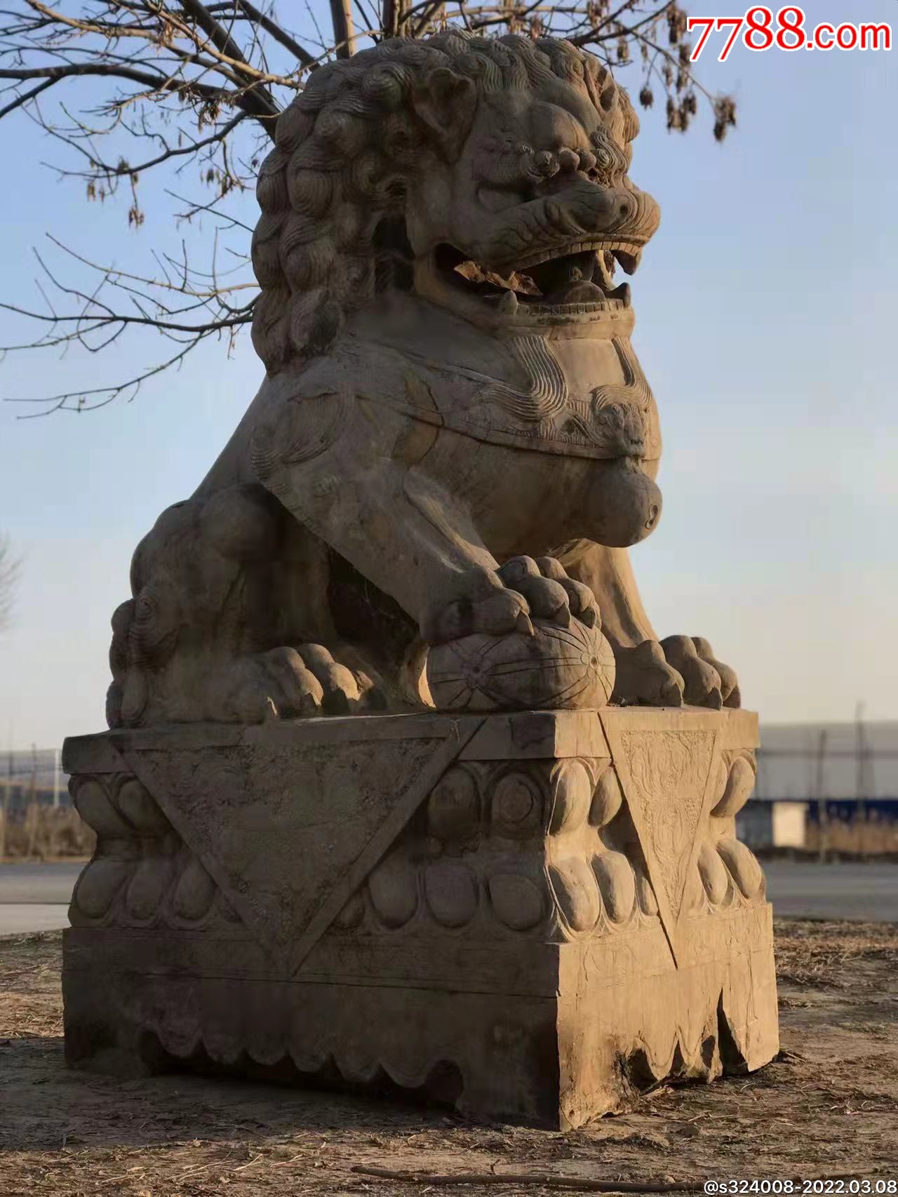 巨无霸青石守门狮一对威武霸气重达55吨长115宽77高200