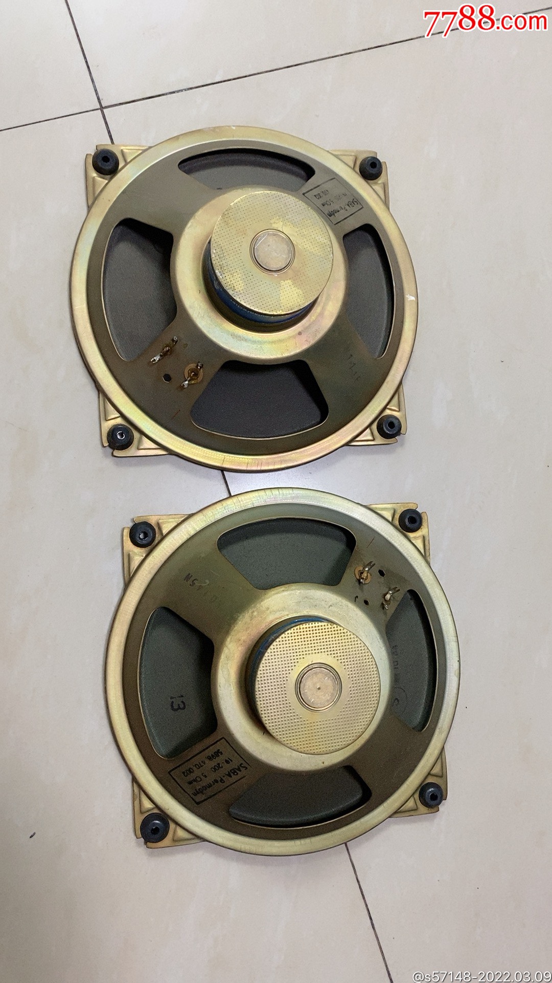 德国saba收音机用绿纸盆喇叭一对音质很好品相很好