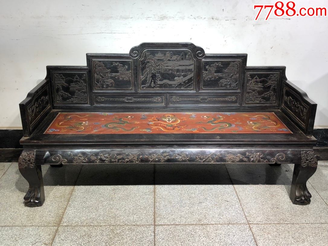 小叶紫檀【山水罗汉床】古代雕填工艺_木床/木榻_广艺堂【7788收藏__收藏热线】