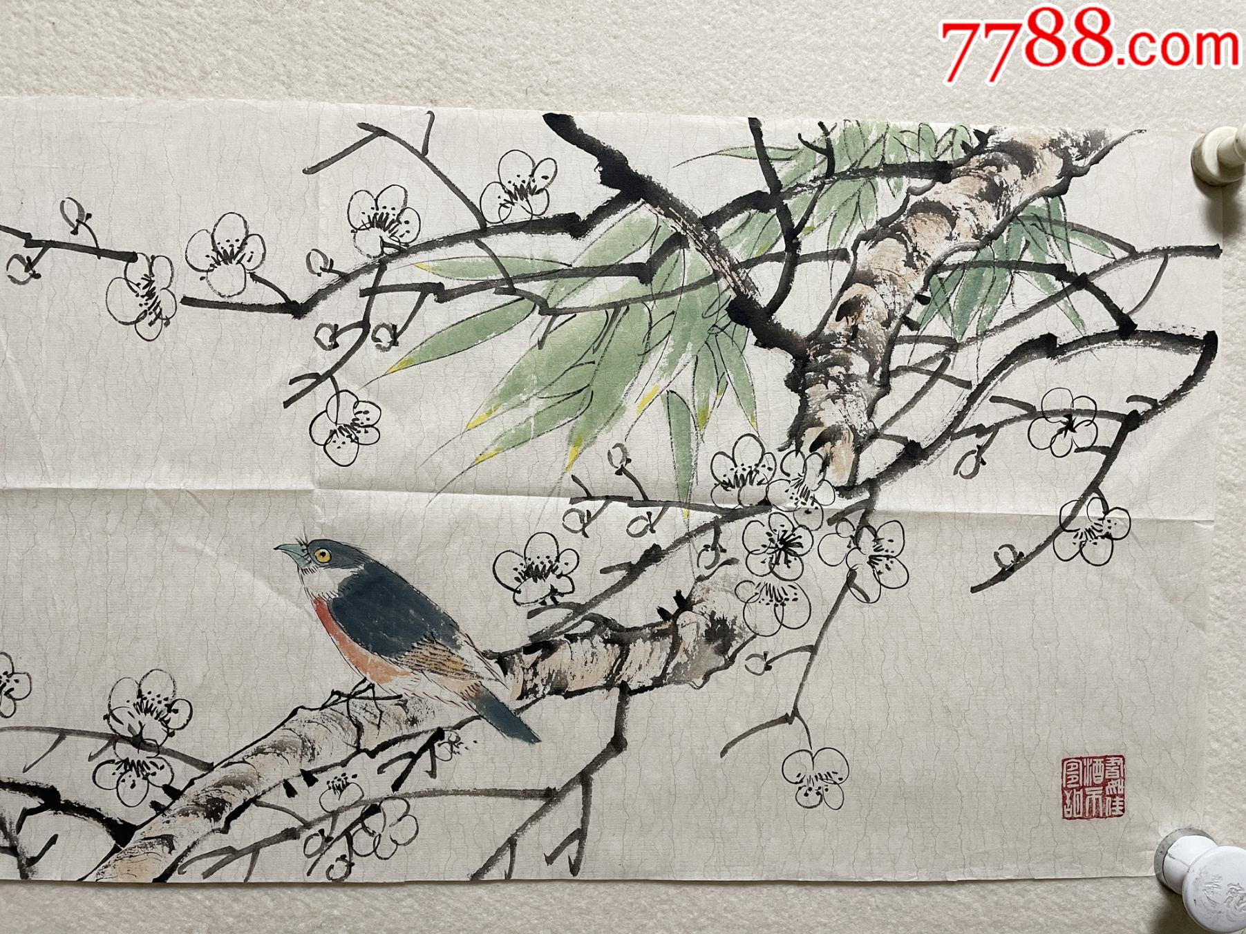 兰亭奖提名者,号冬青河南信阳人小写意水墨花鸟画1梅花竹子_花鸟国画