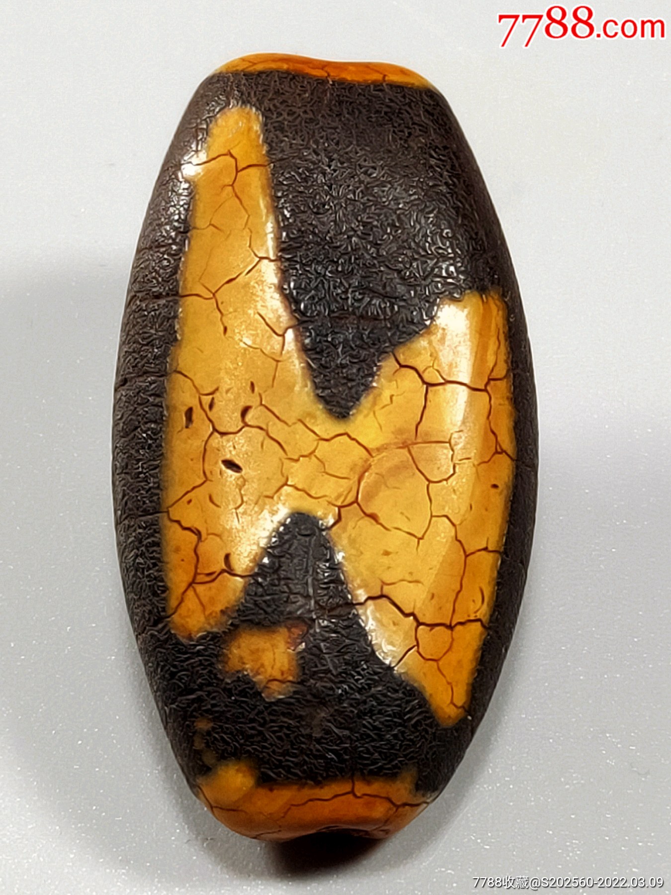 风化包浆五福闪电天珠45008